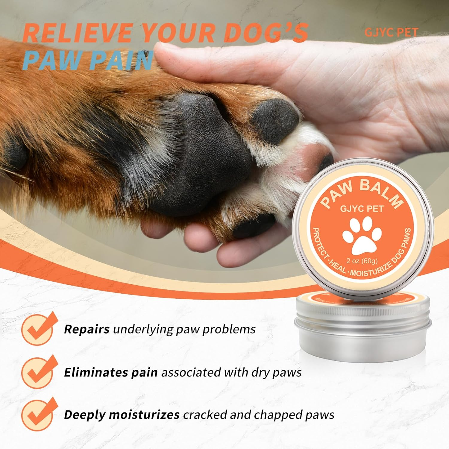 2 Oz (60G) Natural Dog Paw Balm - Organic Lickable Moisturizing Cream for Paws, Snout & Elbows | Heals Dry, Cracked Skin | Vitamin E & Food-Grade Ingredients image number 1