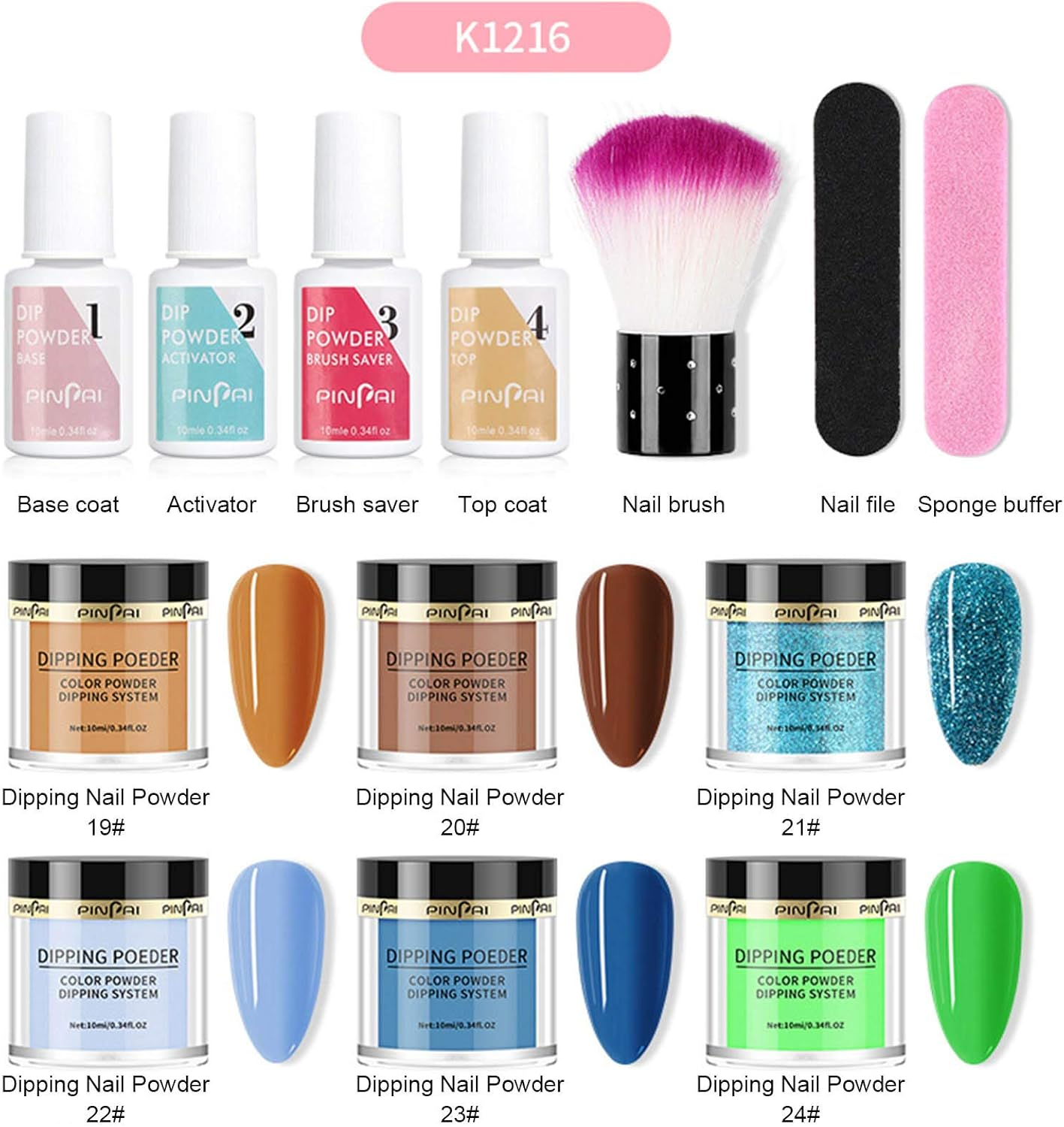 6 Colors Dipping Nail Po Er Set Glow in the Dark Dipping Po Er Nail Starter Kit French Nail Nail Art Decorations Kit image number 1