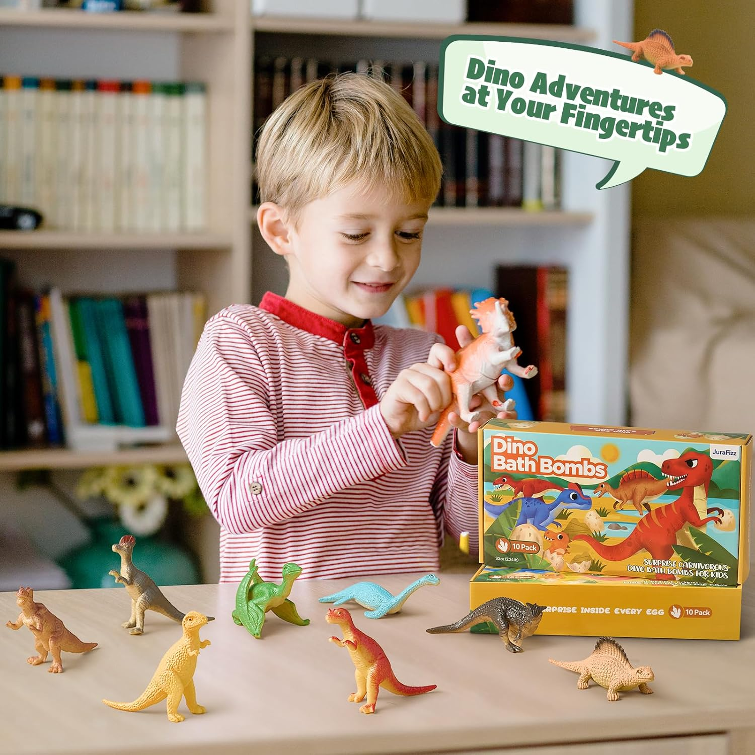 Dinosaur Bath Bombs for Kids with Surprise Inside, 10 Pack Natural Dino Egg Bath Bombs with Exclusive Carnivorous Dinosaur Toys, Fun Bath Gifts for Boys, Girls & Toddlers image number 3