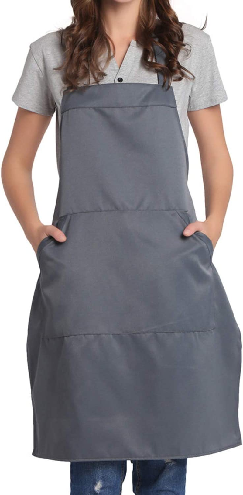 BIGHAS Adjustable Bib Apron with Pocket Extra Long Ties for Women Men, 18 Colors, Chef, Kitchen, Home, Restaurant, Cafe, Cooking, Baking (Scuba Blue)