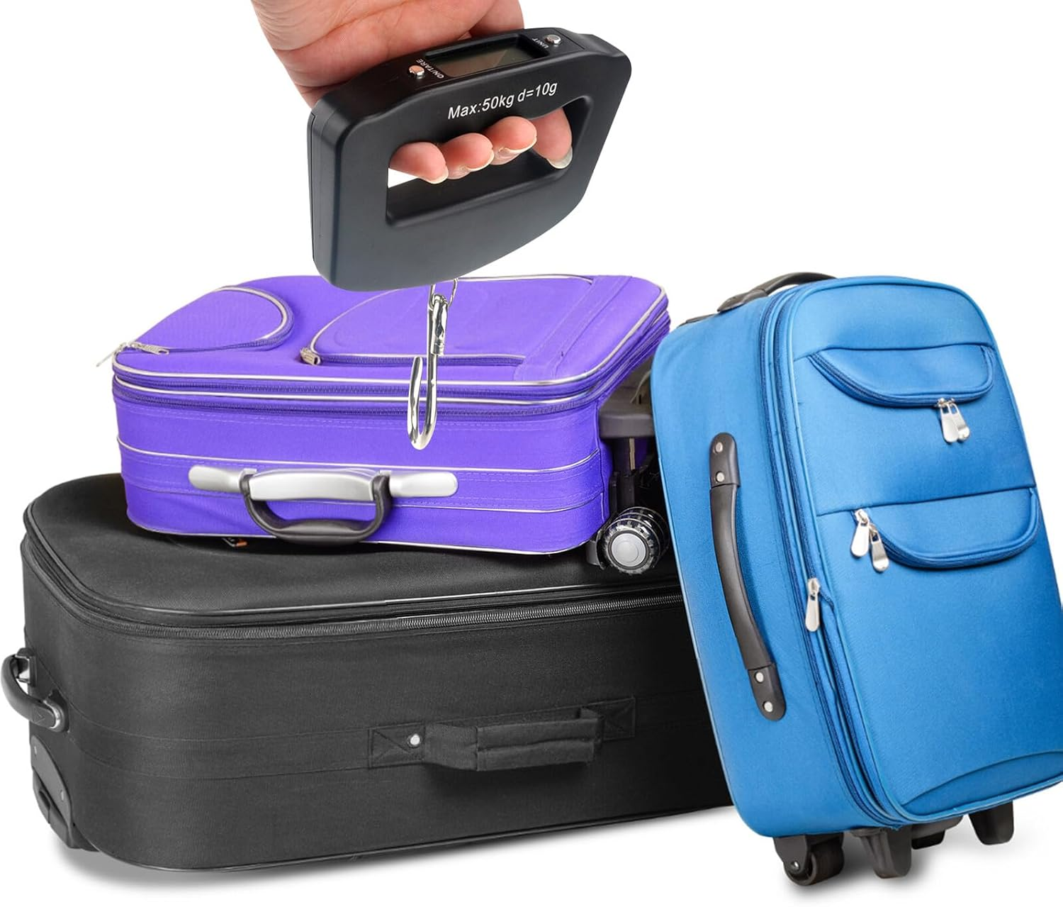 Parliky 2Pcs Portable Electronic Scale Luggage Weighing Scales Hanging Travel Weighing for Luggage Portable Digital Electronic Digital Suitcase Hand Black