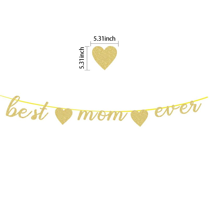 Mothers Day Decorations for Party Banner Mom Birthday Decorations Best Mom Ever Banner Mother Birthday Decor for Mom Sign for Party Mothers Day Hanging Decor for Wall Ceiling Mom Home Decor Banner image number 2