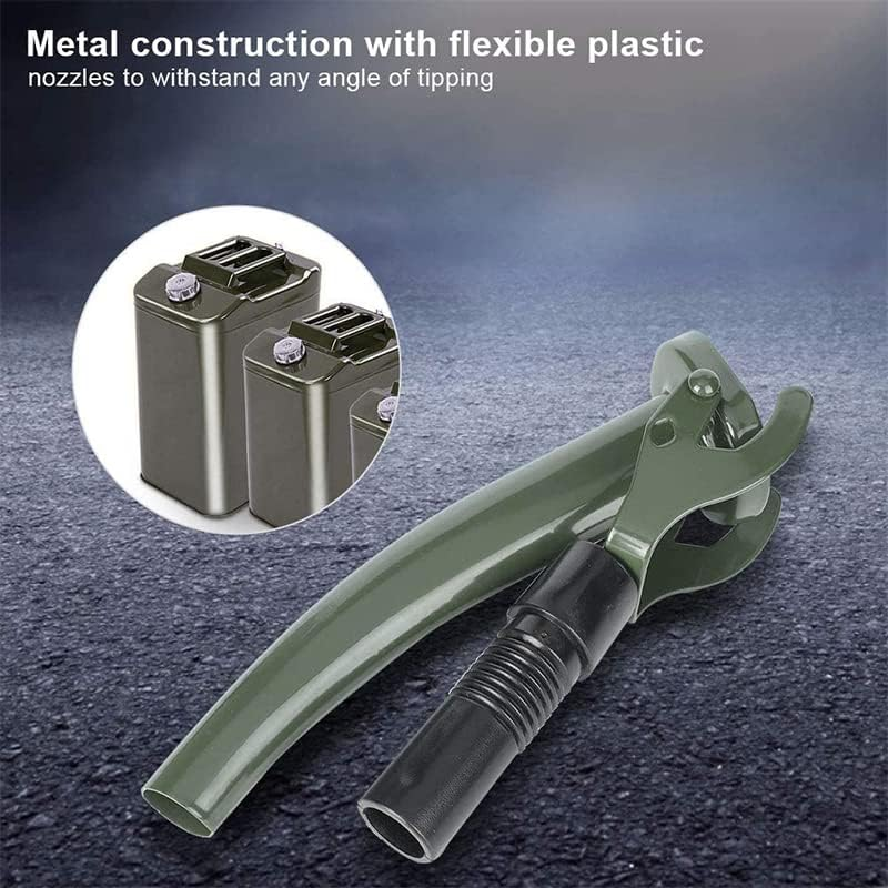 Jerry Can Spout, Metal Car Jerry Can Pouring Nozzle with Rubber Nozzle for NATO Style 5/10/20L Fuel Tank (Olive Green) image number 4