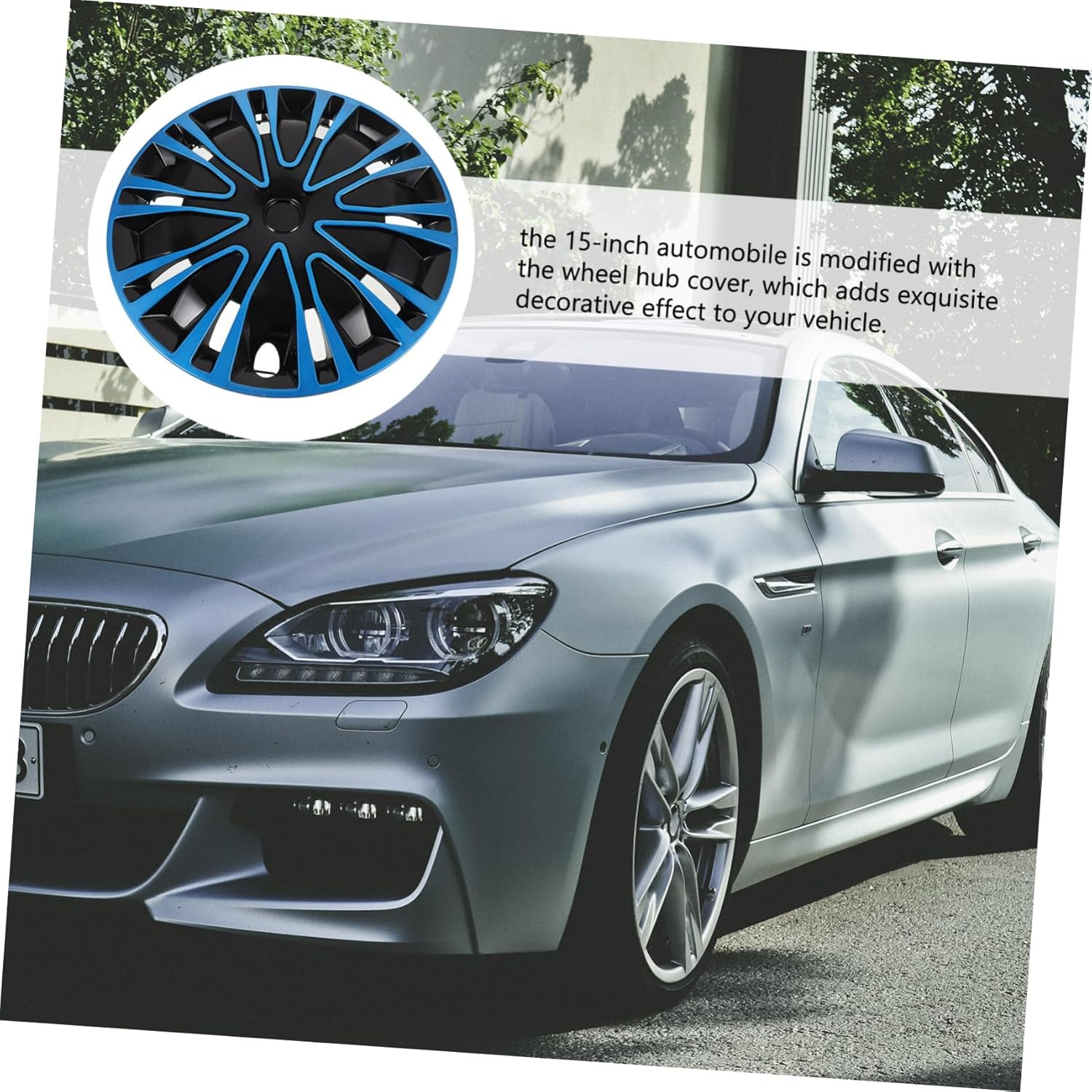 COSMEVIVI 15-Inch Car Wheel Hub Covers Decorative Hubcaps Blue Black Universal Rim Caps for Vehicle Wheels Automotive Accessories image number 5