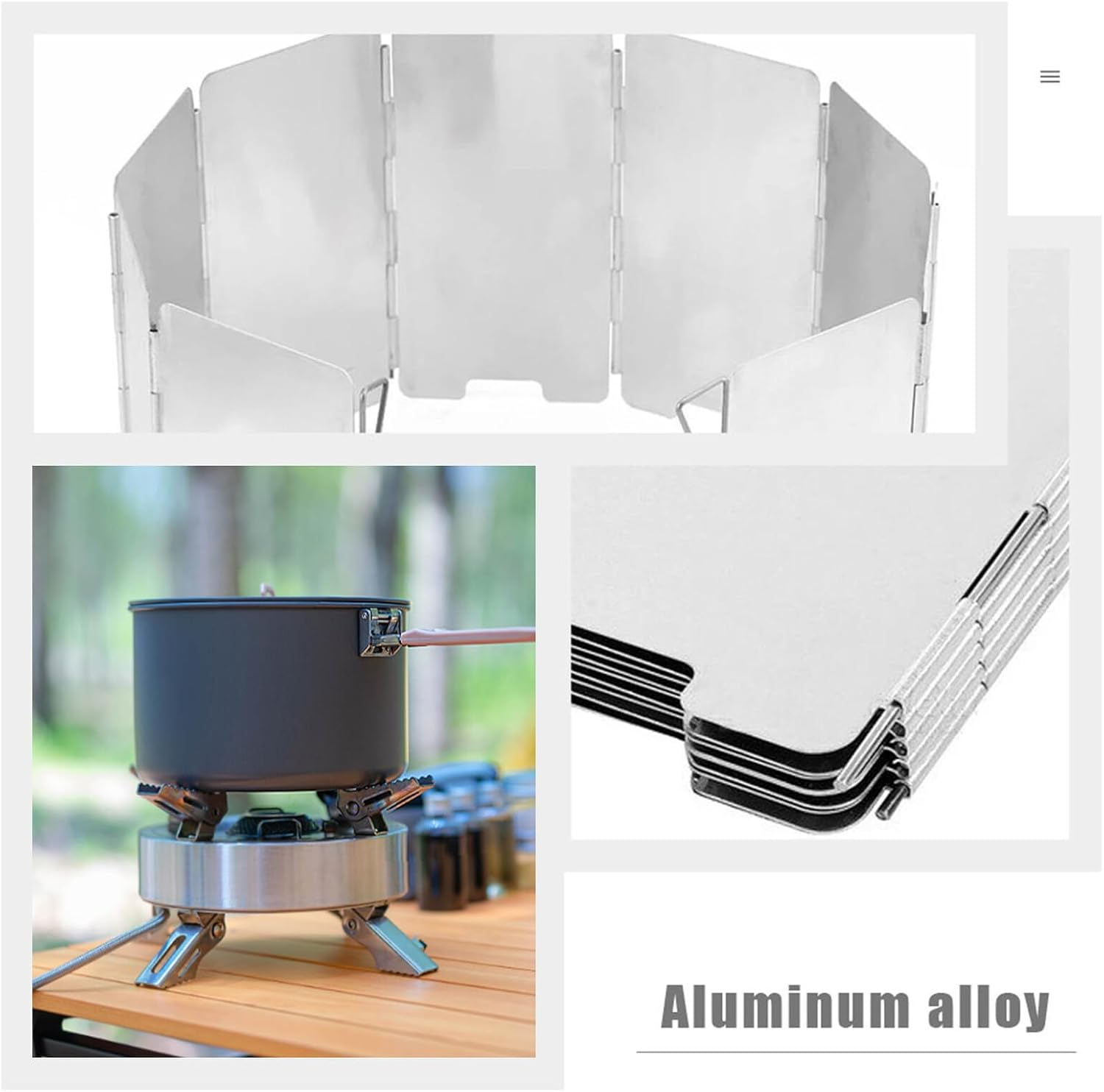 Outdoor Camping Stove Windscreen 9Pcs Mini Windproof Burner Shield with Pins and Carry Bag for Bbq and Hiking Supplies image number 2