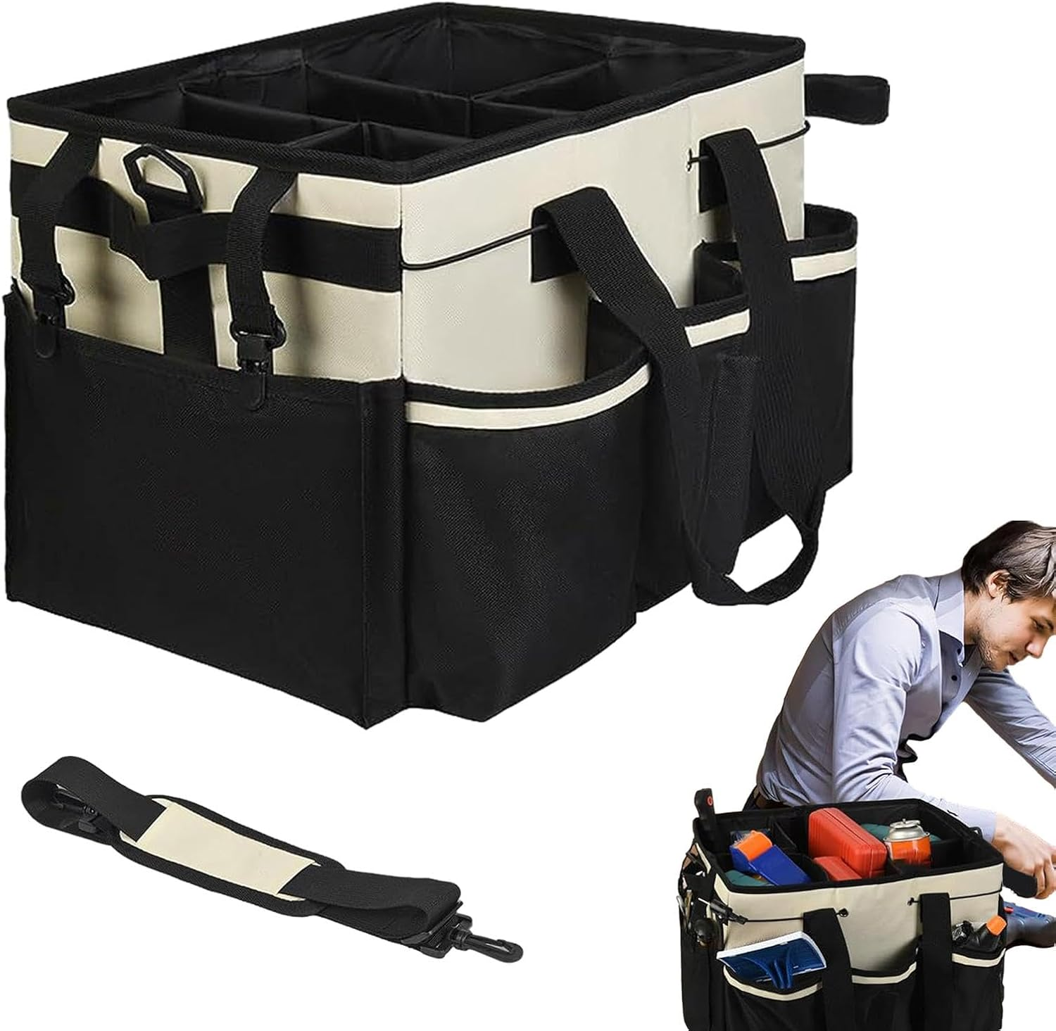 Cleaning Supply Organizer Bag,Water Proof Bucket Bag for Cleaning | High Capacity Detailing Bucket Organizer for Dining Room Kitchen Hotel Trunk image number 5