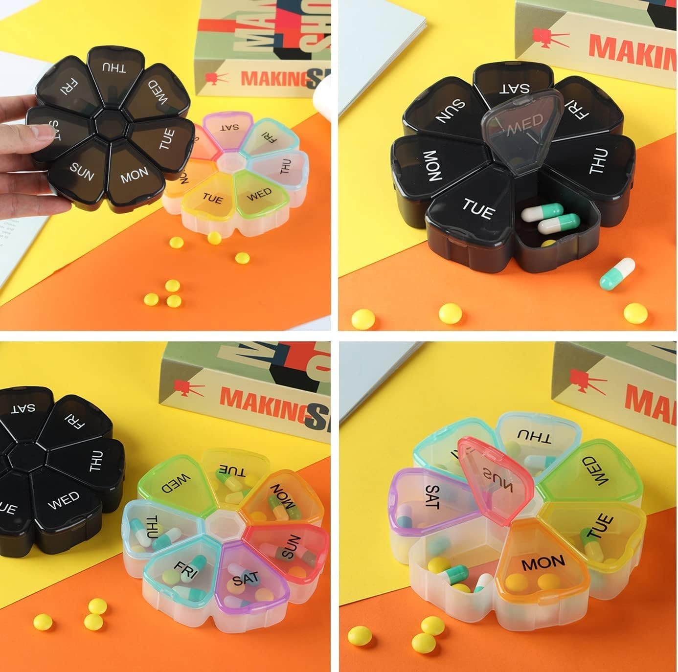 2 Pack Pill Organizer, Betterjonny 7 Day Portable Medicine Box Case with Large Compartments, to Hold Daily Medication, Vitamins Fish Oil, Supplements image number 5