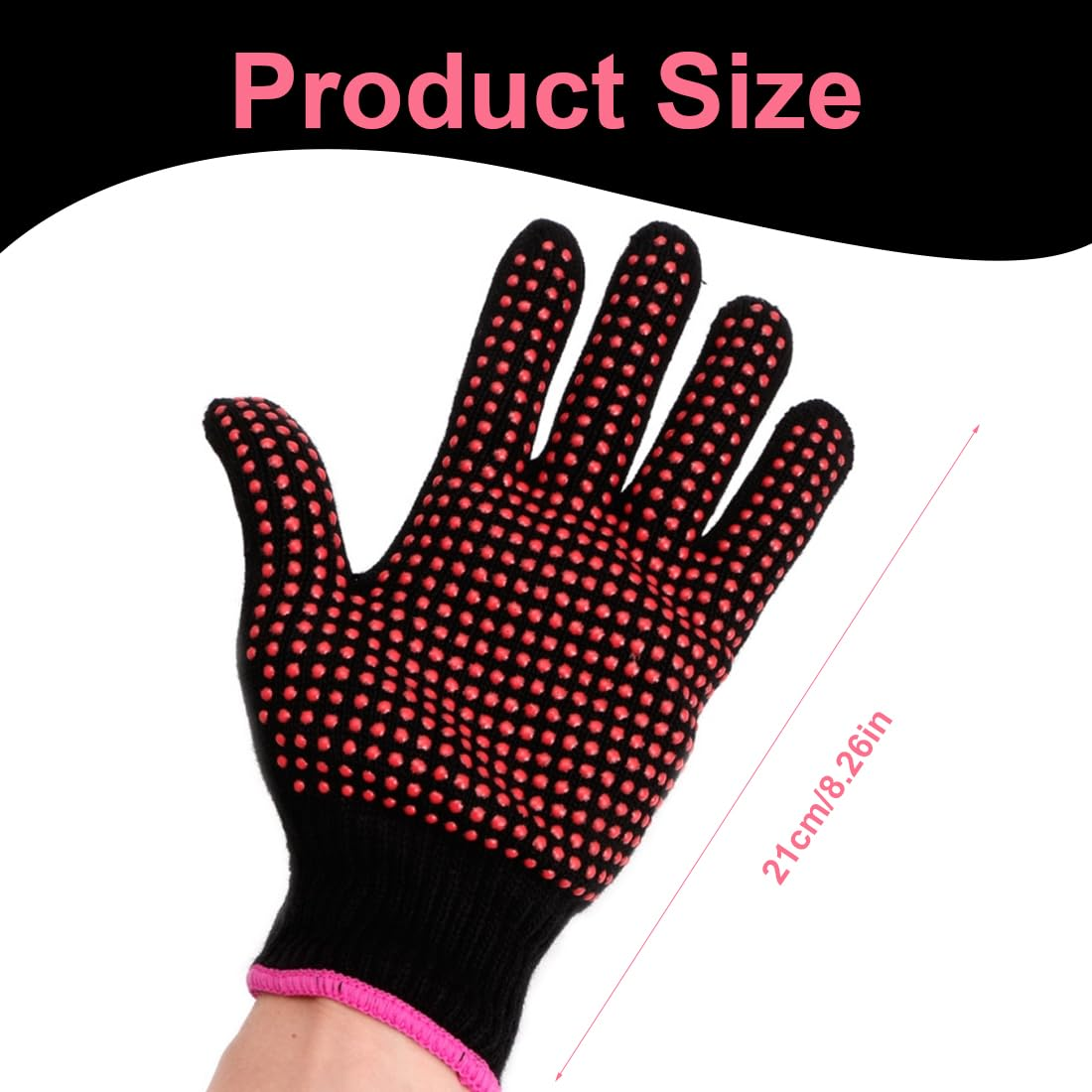 MIRKUZI Hair Heat Protection Gloves, Heat Resistant Gloves, Hairdressing Scalding Protection, Non-Slip and Fireproof Gloves, PVC Double-Sided Pearl Curling Iron, Hair Straightener image number 2