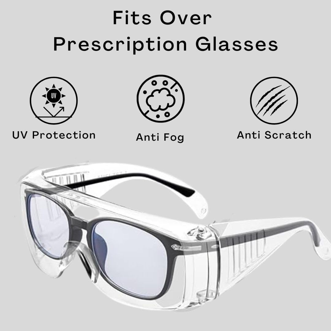 Shield Right Visitor Safety Glasses, 12 Pack over Eyeglasses, Anti-Fog & Scratch Resistant, AS/NZS 1337.1:2010 Safety Glasses over Glasses Eye Protection image number 5