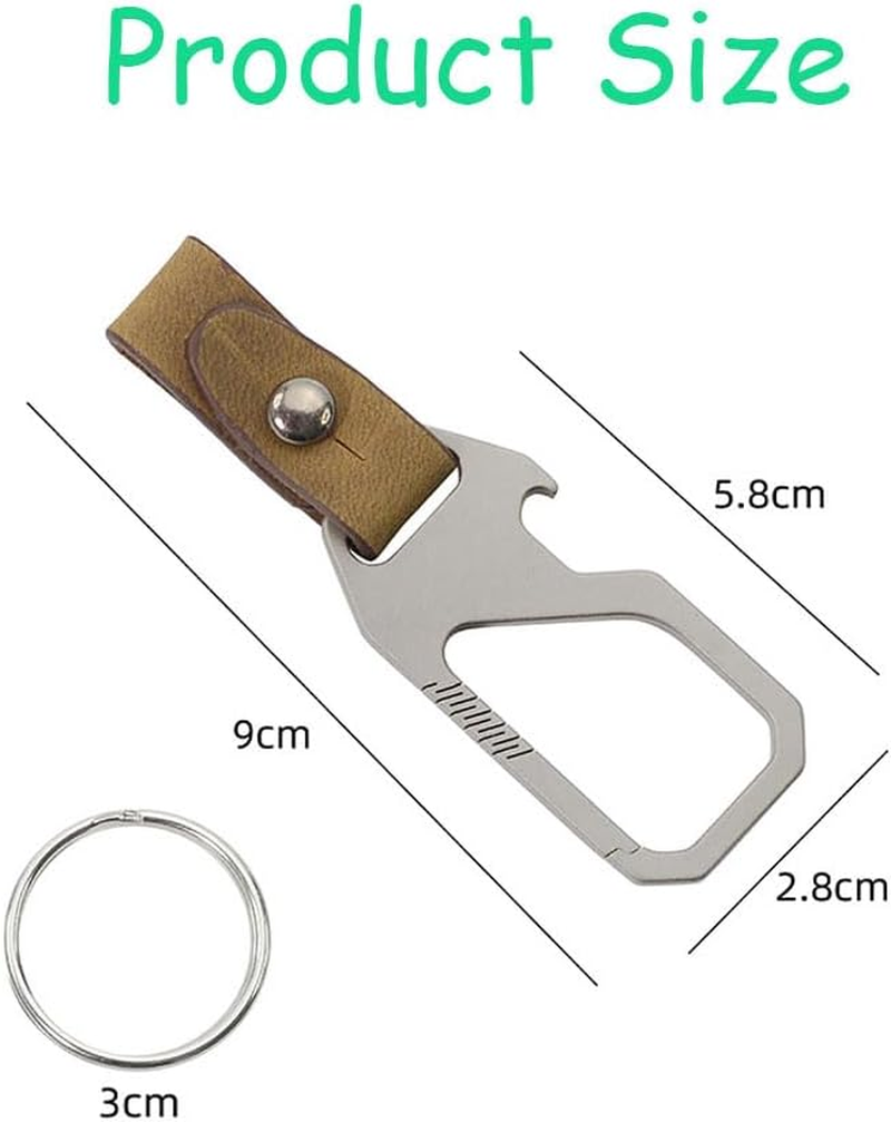 Premium Titanium Key Keeper with Genuine Leather Belt Loop with Secure Carabiner Clip, Built-In Bottle Opener and Compact Key Ring Ultra-Lightweight and Durable Everyday Carry Essential image number 3