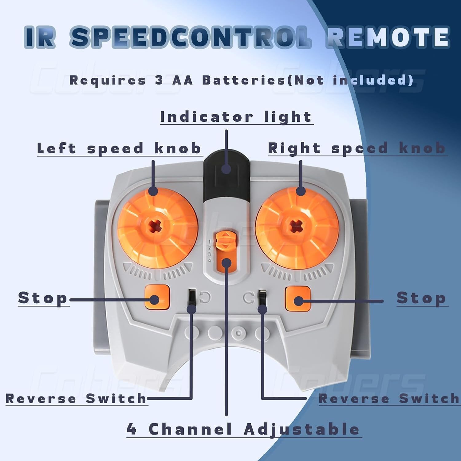 Cobers 9Pcs Power-Function Kits Set Compatible with Major Brand Technic-Parts Motor-Set IR Receiver Adjustable Speed Remote-Control AA Battery Box Switch Light Extension Wire