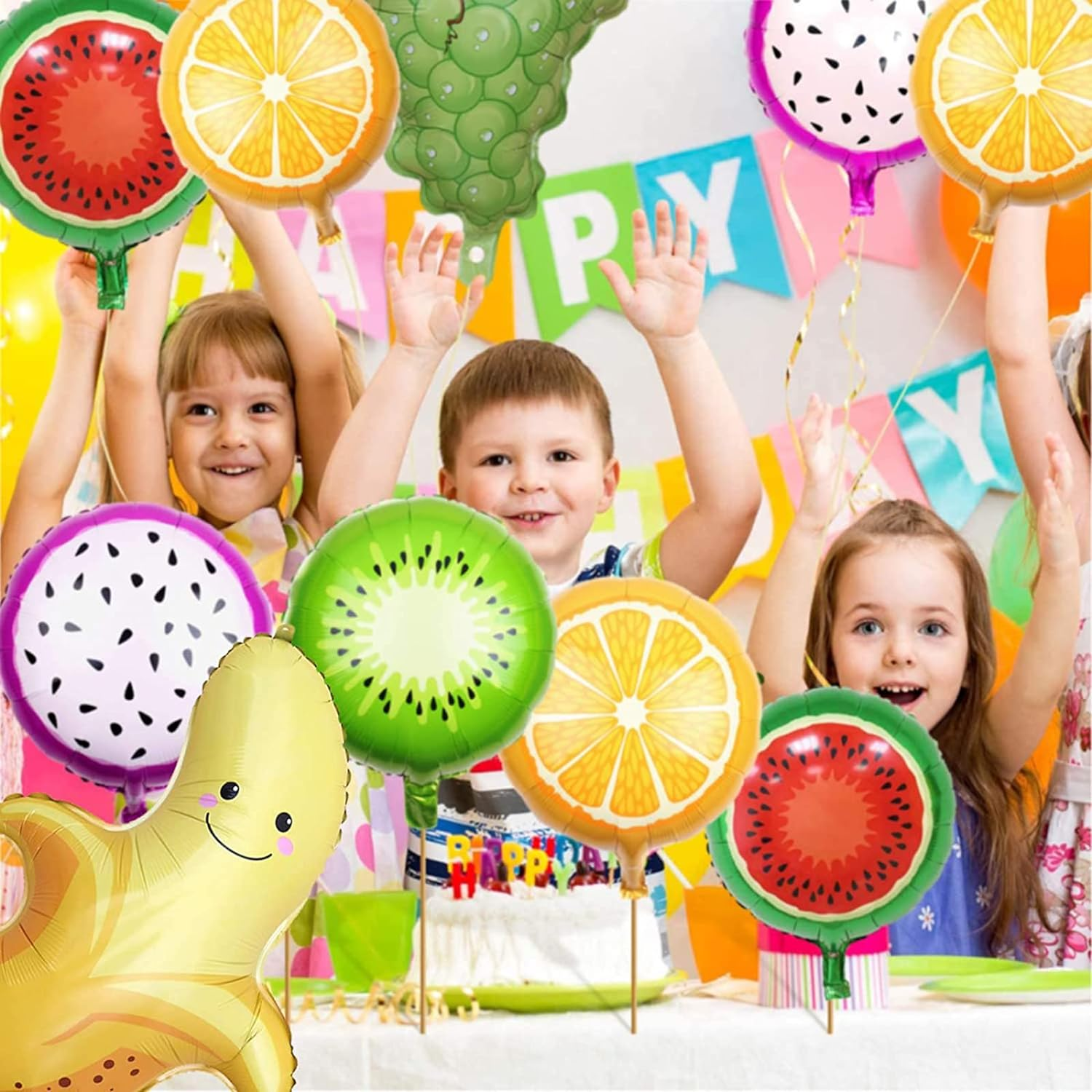 Yamibobo 12 PCS Multicolored Fruit & Vegetable Foil Balloons for Party Decoration, Birthday, Summer Party, Engagement, Christmas, New Year, Anniversary, Unisex-Kids, Unisex-Adults image number 6