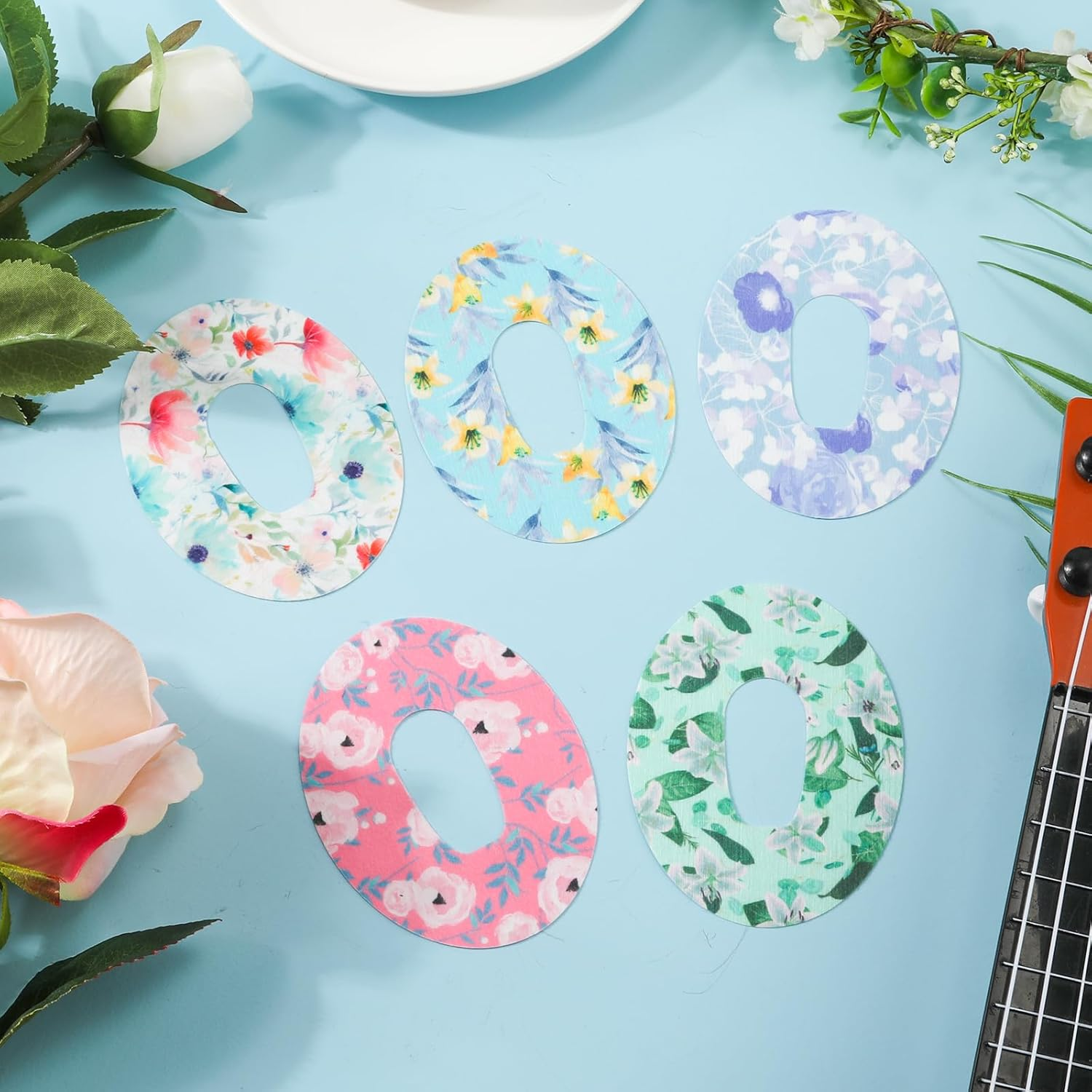 25Pcs Adhesive Patch for Dexcom G6, Waterproof Adhesive Overpatches Breathable Sweatproof Sensor Cover Colorful Floral Sensor Tape Sensor Stickers Protector for Dexcom G6