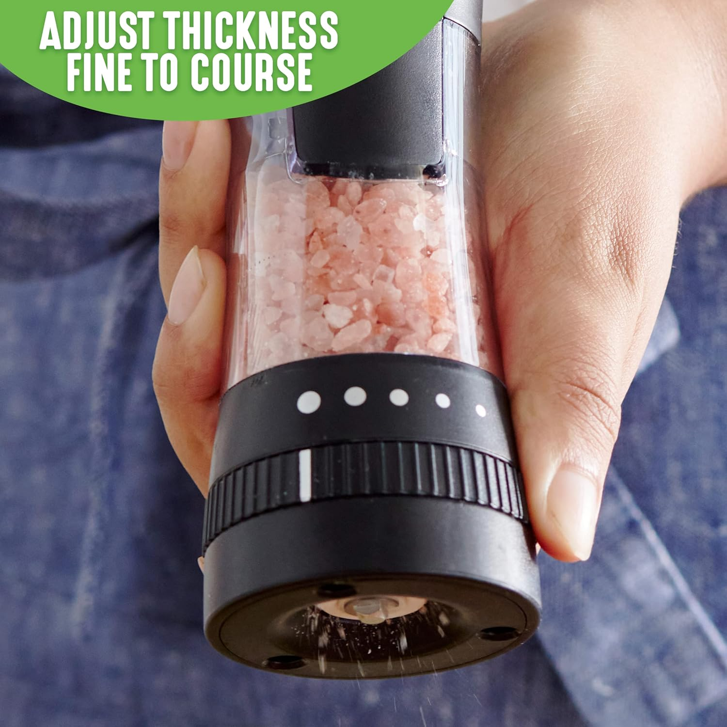 Greenlife Salt and Pepper Grinder, Mess-Free Ratchet Mill, Adjustable Coarseness and Easily Refillable, Turquoise image number 2