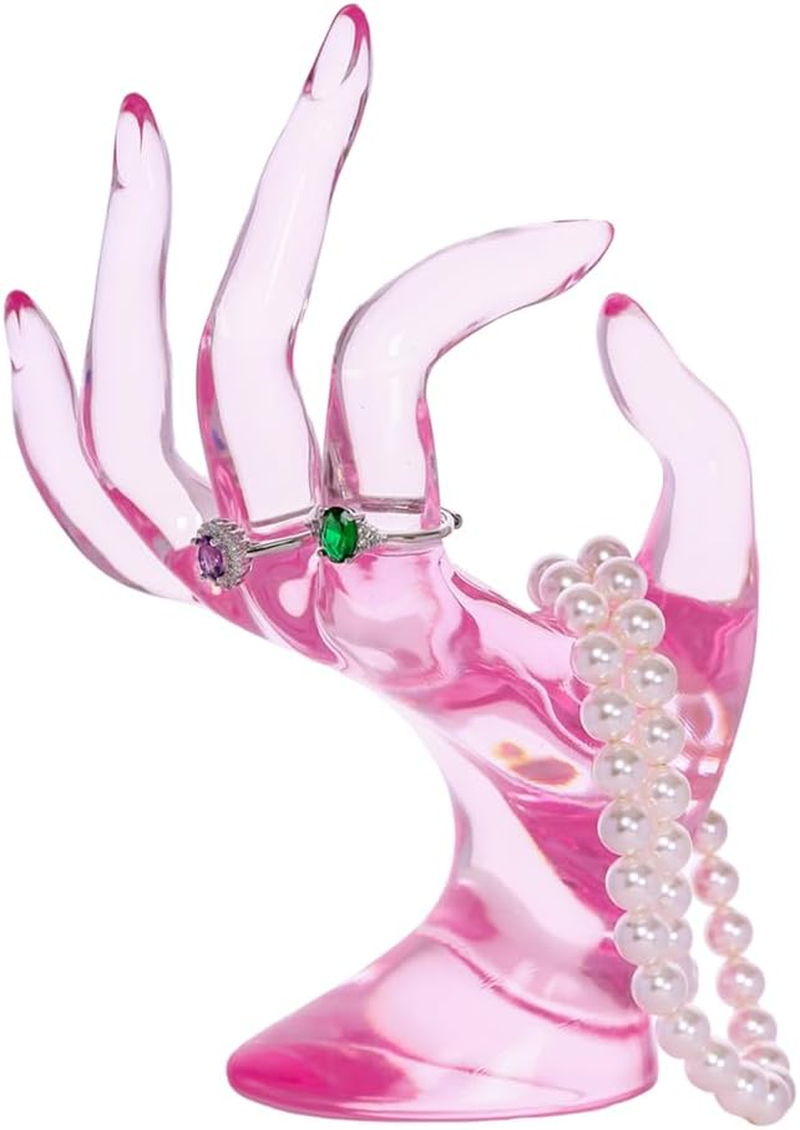 Hand Form Ring Holder Jewelry Display Organization Rack Bracelet Ring Watch Stand Support Aesthetic Decor Y2K Room Decor(Rose Red)