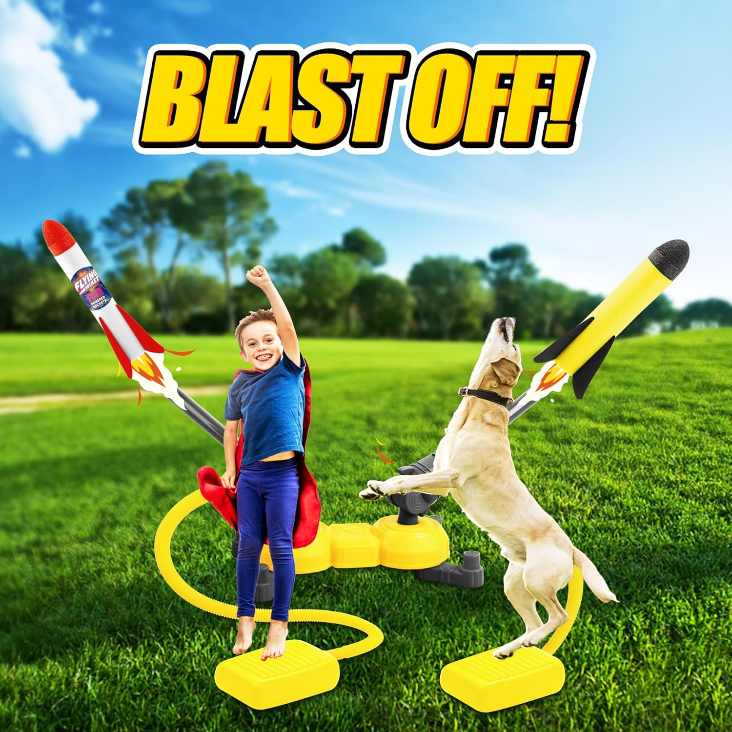 Toy Rocket Launcher for Kids,Safe Foam Rockets with Foam Rockets and Launcher, Indoor Outdoor Toy, Birthday Christmas Toys for Boys and Girls 3 4 5 6 7 8 Year Old (8 Colorful Rockets＆Dueling Launcher) image number 3