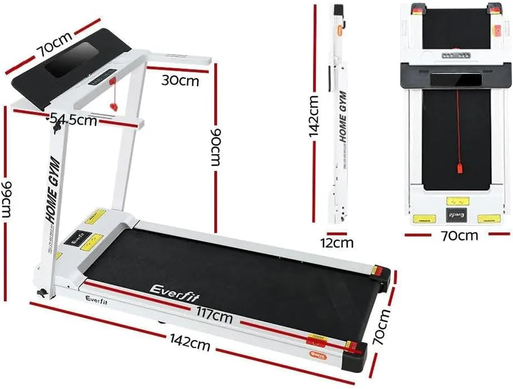 Everfit Treadmill Electric Treadmills with 450Mm Running Belt, Fully Folding Walking Pad Foldable Machine Exercise & Fitness Equipment, White with up to 14Km/H Speed for Home Gym Cardio Training image number 2