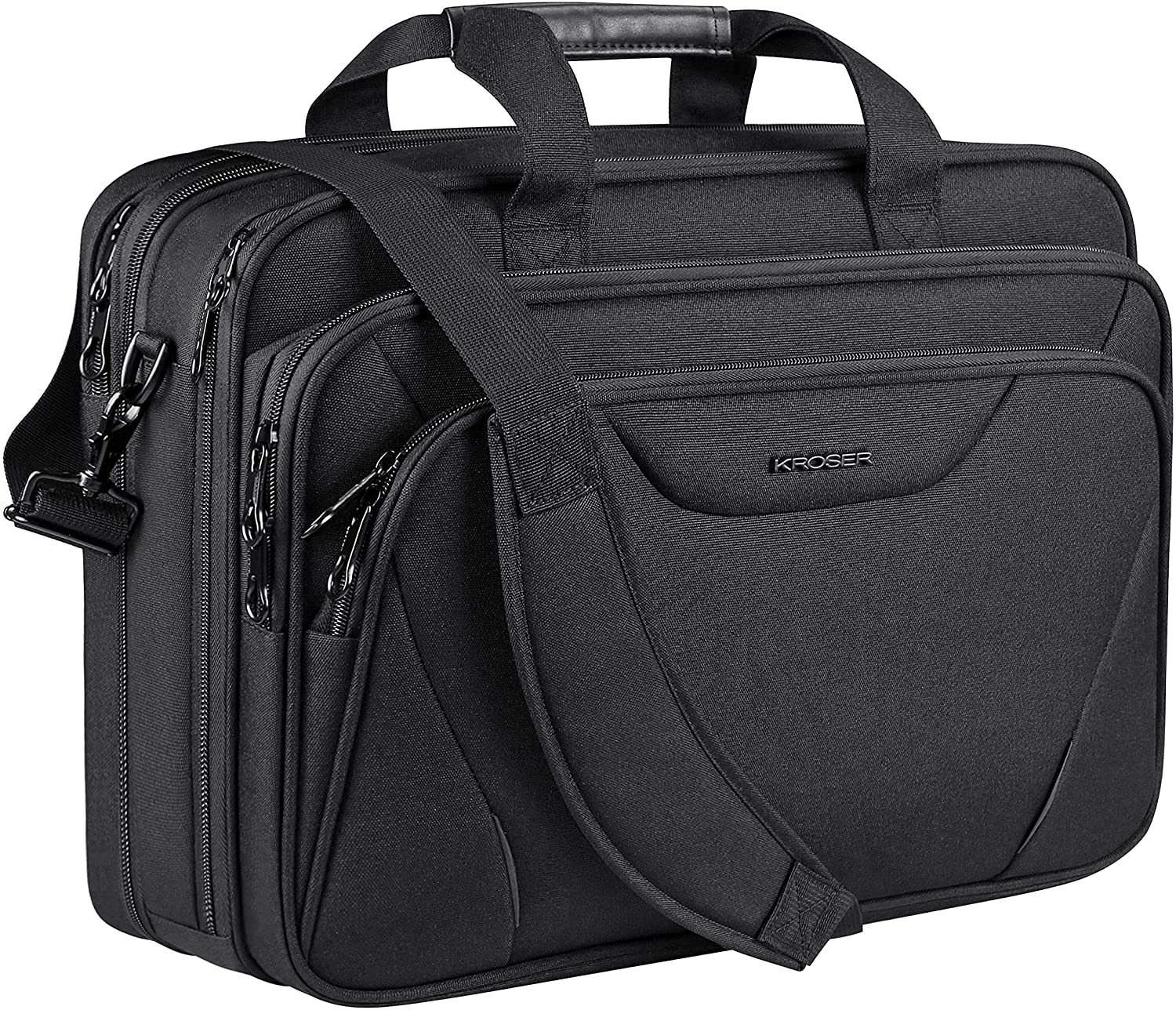 KROSER 18" Laptop Bag Premium Laptop Briefcase Fits up to 17.3 Inch Laptop Expandable Water-Repellent Shoulder Messenger Bag Computer Bag for Travel/Business/School/Men/Women-Black image number 2