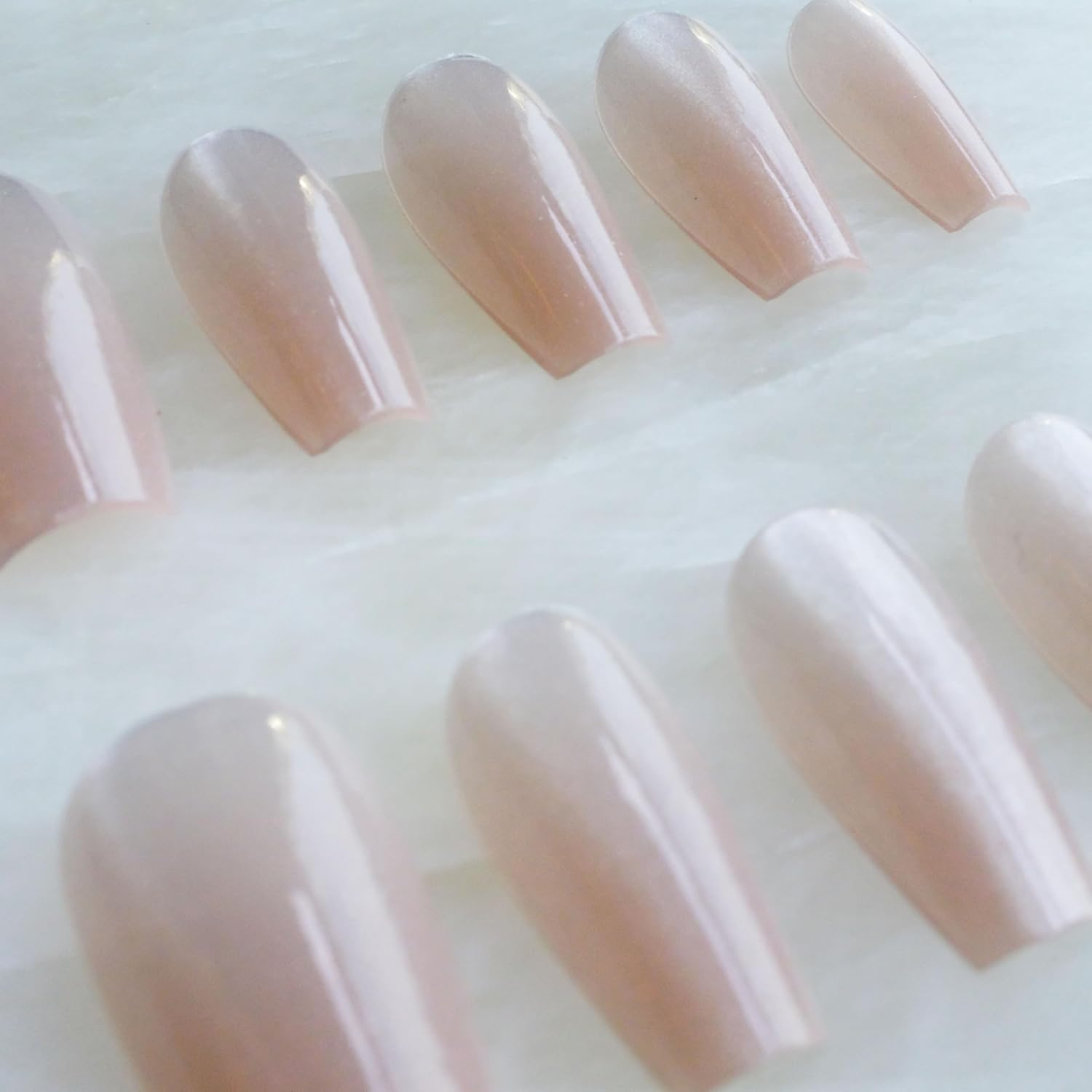 Glossy Cat Eye Ballerina Press-On Acrylic Nails, Coffin Style (Pink, XS) image number 3