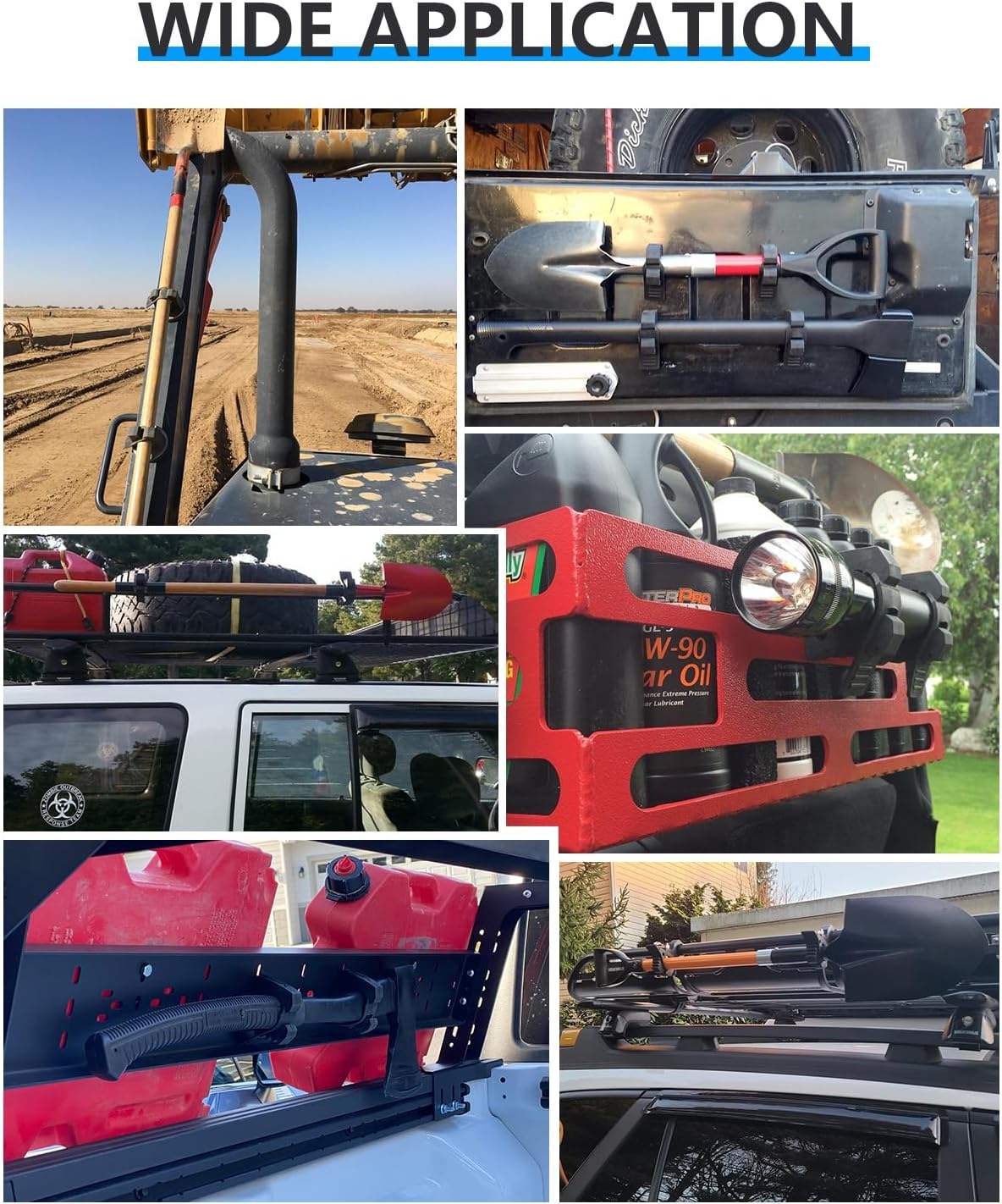 ADTOPI Shovel Holder, Quick Release Rubber Clamp Mounting Bracket Fits 1-1/7'' to 1-3/7'' Diameter Tool Handles for Trucks UTV ATV Offroad 4X4 Parts- 4 Pack image number 6