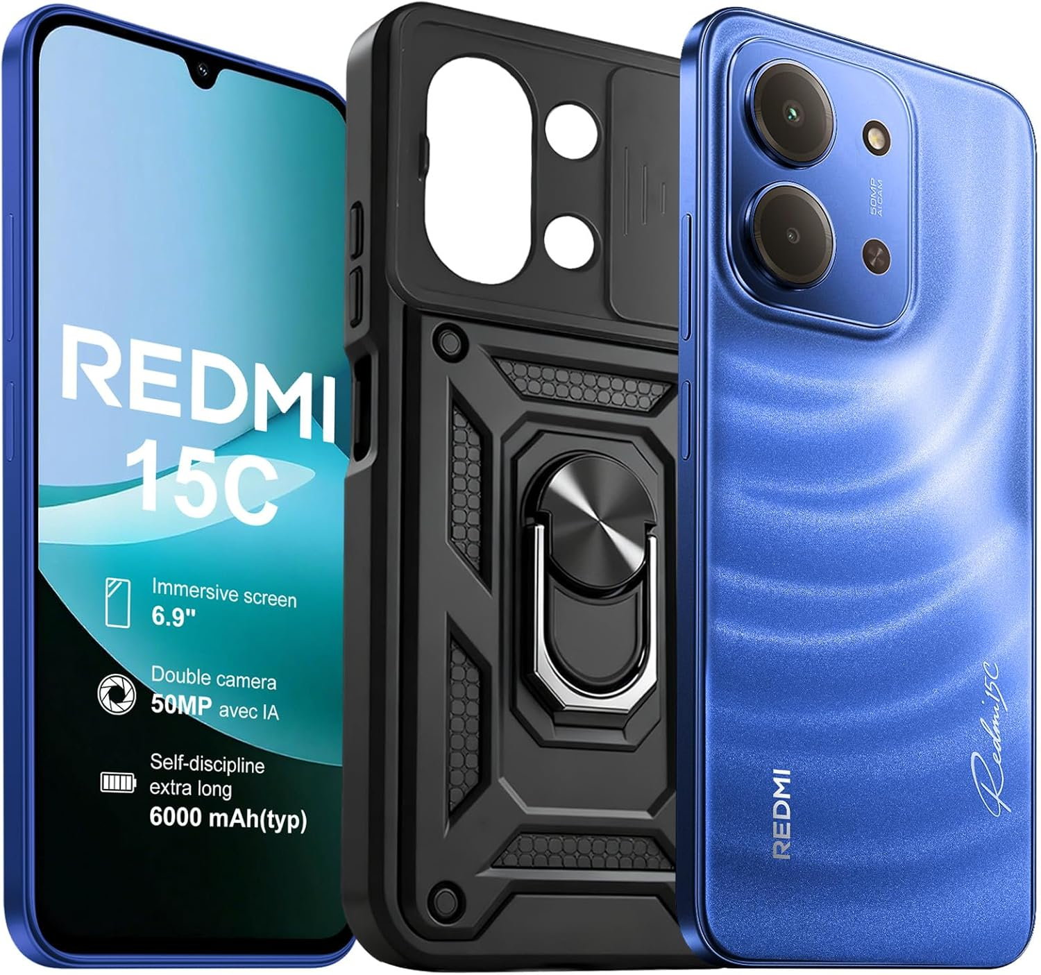 XIAOMI Redmi 15C Smartphone - 4 GB / 128 GB, Screen 6.9 Inches, 120 Hz, 50 MP Dual Camera, 6000 Mah Blue, No Charging Adapter (With Mobile Phone Case) image number 7