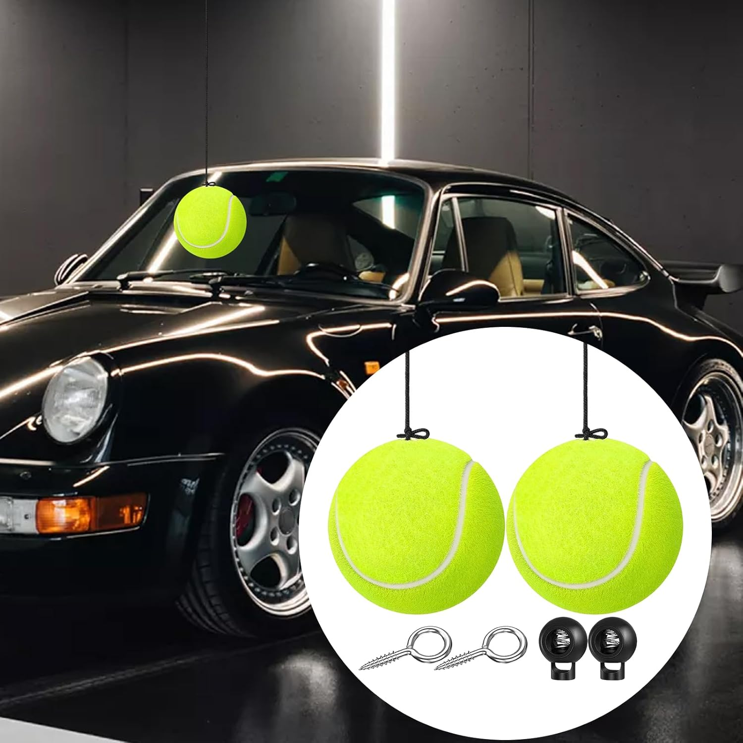 Garage Parking Aids for Car | 2-Piece Car Garage Parking Guide Tennis Ball Aid,Adjustable Vehicle Stop Indicator for Positioning Driver SUV RV Household Villa Residential Apartment image number 3