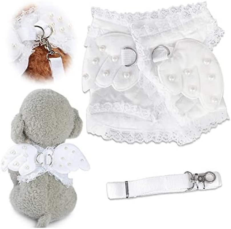 Kalevel Dog Harness for Dogs No Pull No Escape Female Male Comfortable Cute Blue Lace Angel Wings Leash Clip Pet Vest Harnesses