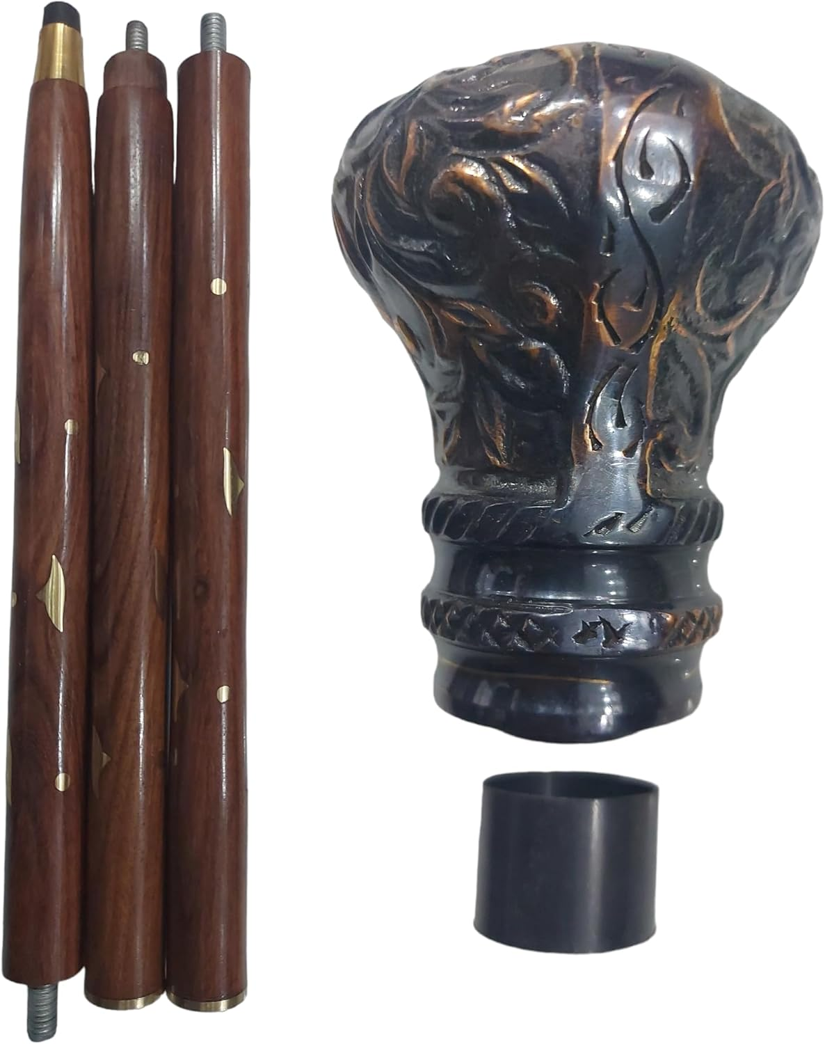 New Dolchi Timeless Grace: Vintage Style Wooden Cane with Antique Brass Victorian Handle image number 6