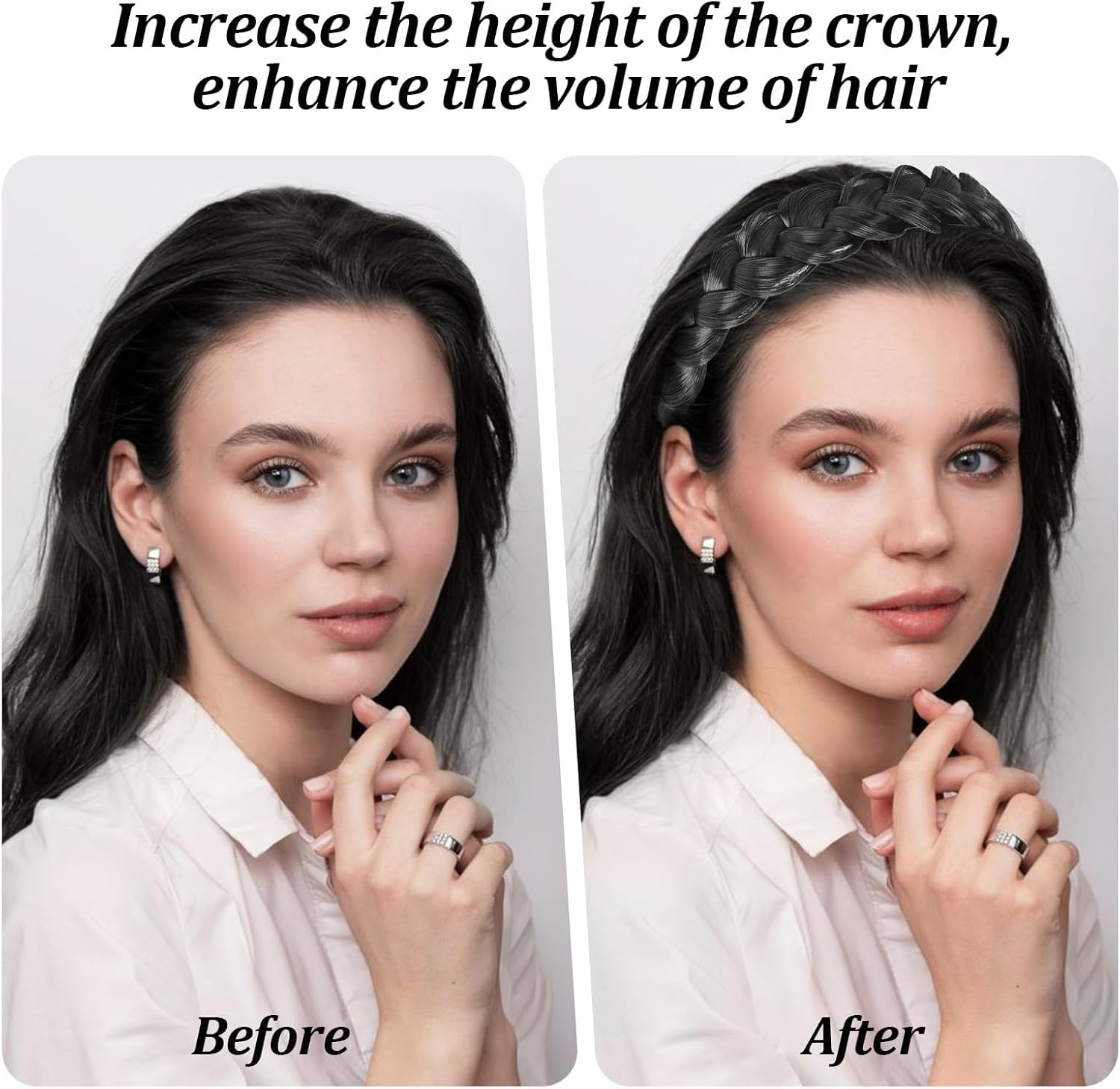 Celblisora Pack of 2 Braided Hair Bands for Women, Handmade Fashionable Braiding Hair Band with Prongs Stretch Headband for Girls, Hair Accessories for Parties and Festivals image number 3