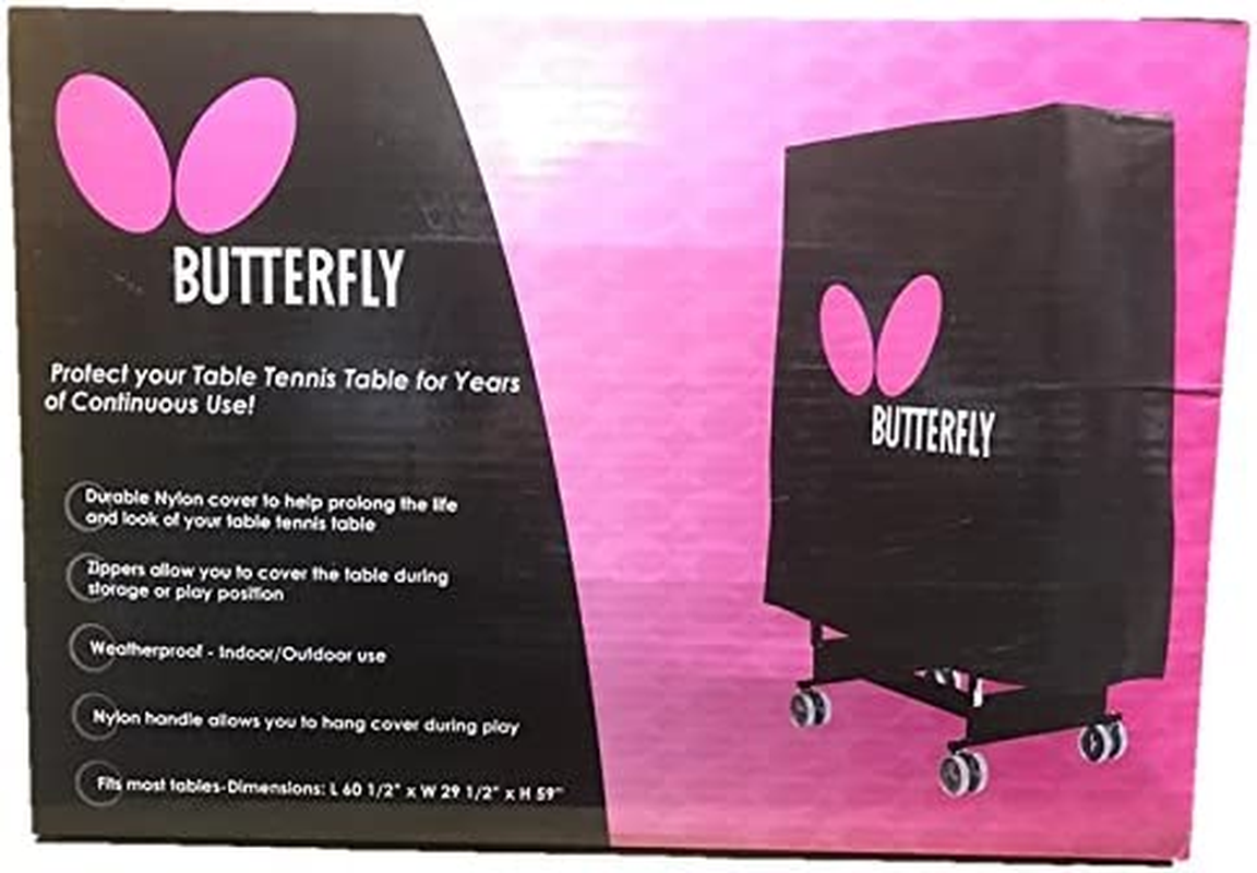 Butterfly Weatherproof Table Tennis Table Cover - Protect Your Ping Pong Table - Fits Regulation Size Tables &ndash; for Indoor or Outdoor Use - Made of Weatherproof Nylon,Black