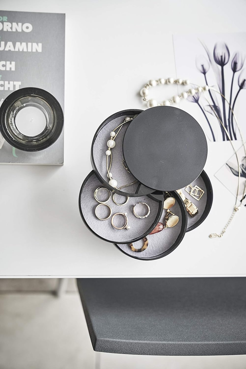 YAMAZAKI Home Tower 4-Tiered Accessory Tray Black image number 1