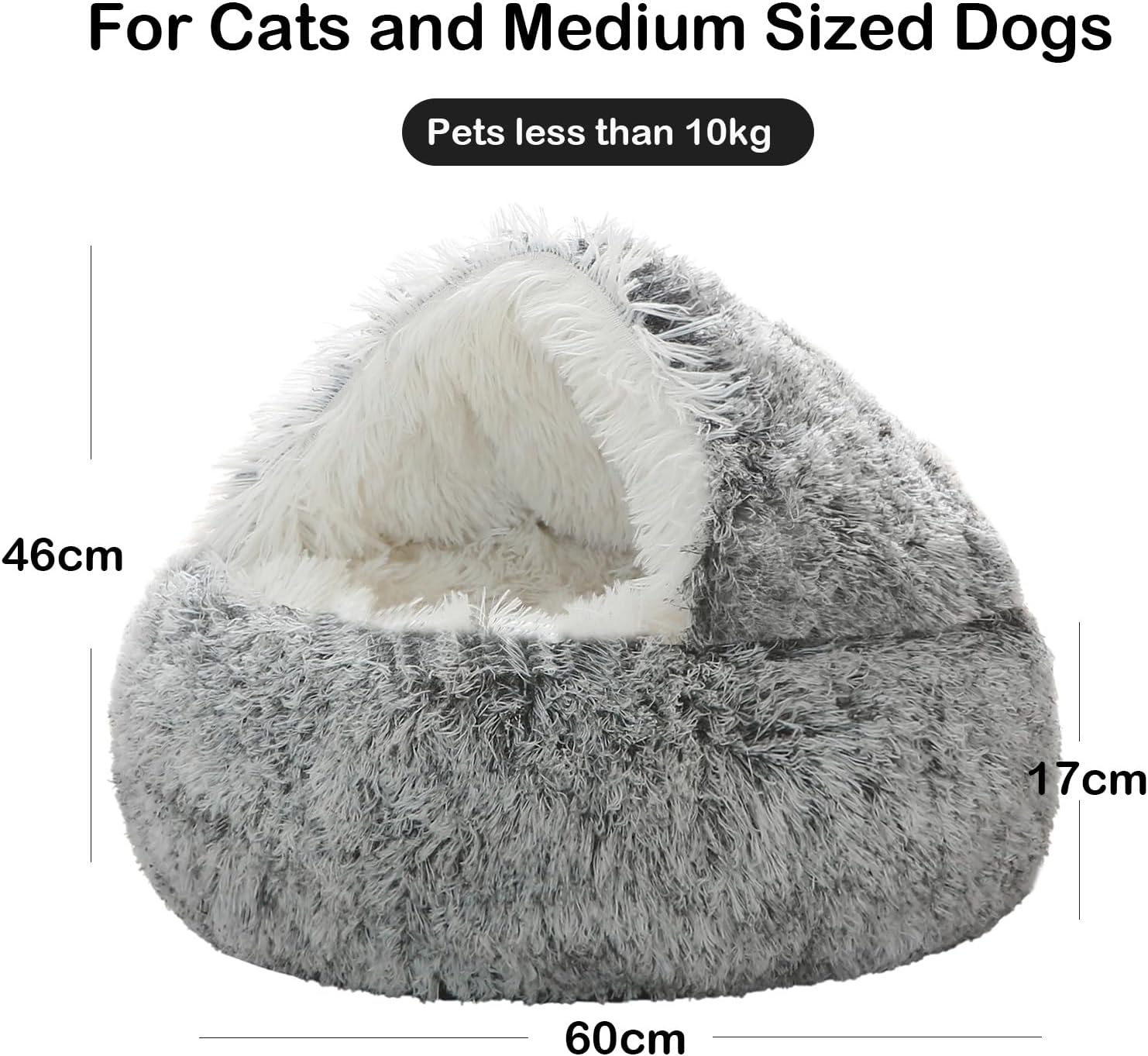 Zootour Cat Beds for Indoor Cats, Dog Bed for Small Medium Dogs, Washable-Round Pet Bed for Puppy and Kitten with Slip-Resistant Bottom (Black, 60Cm(24Inch)) image number 5