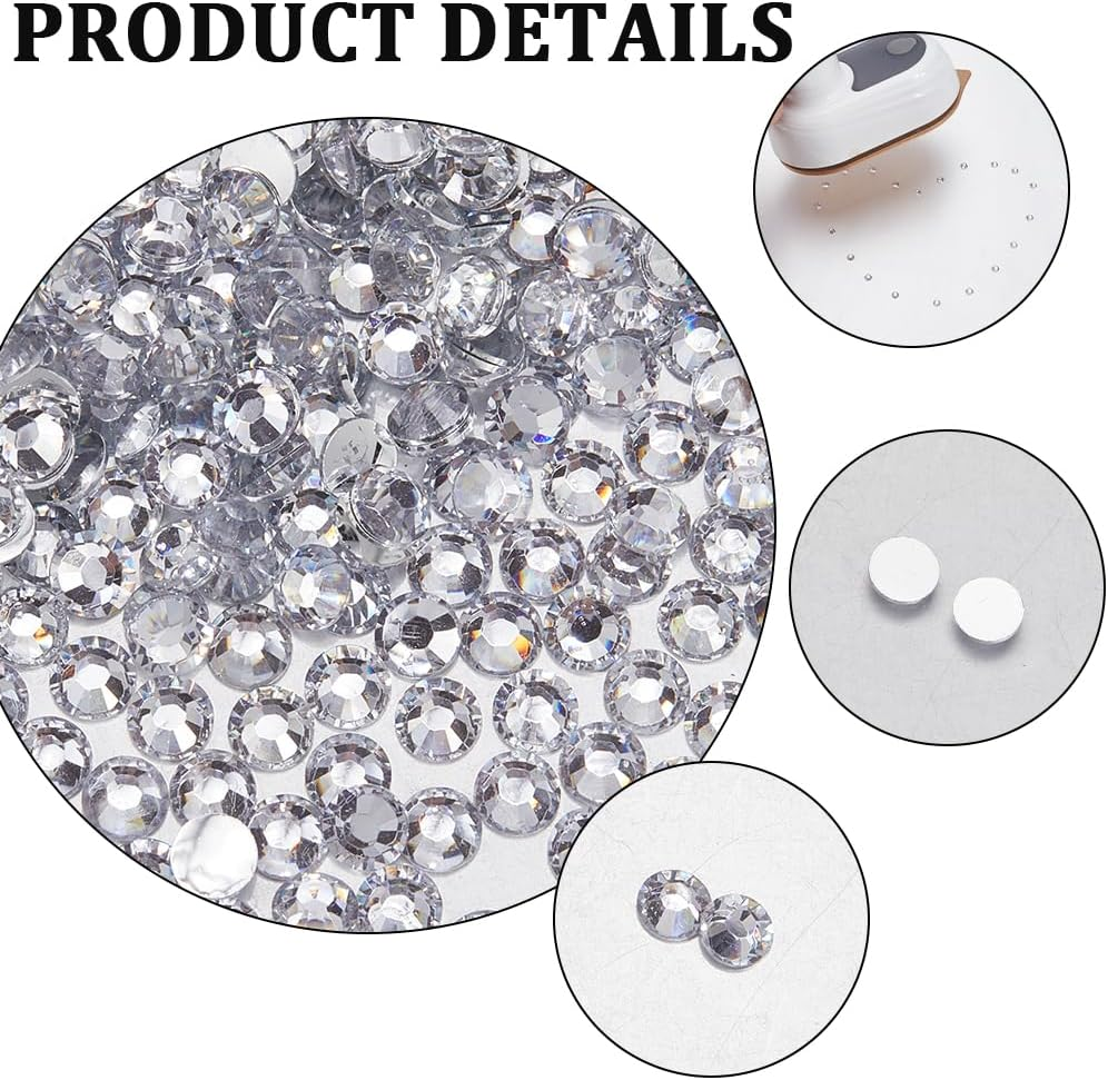 CABODYALS 4750Pcs 4MM Clear Resin Rhinestones Bulk Bedazzling Half round Flatback Glue Fix Crystals Flat Back Rhinestone Gems Charms Stone Nail Decoration for Diy Craft Clothe Bag Shoes Wedding Decor