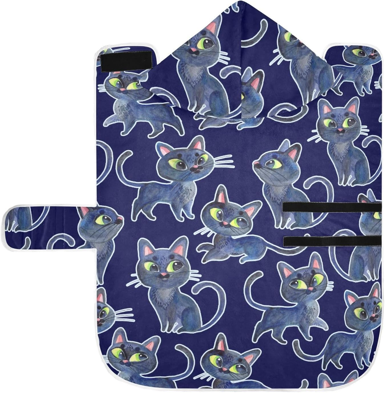 AIXIWAWA Cartoon Cute Cat Pet Bathrobe Towels with Adjustable Collar & Waist, Quick Absorbent Drying Coat for Cats and Dogs image number 2