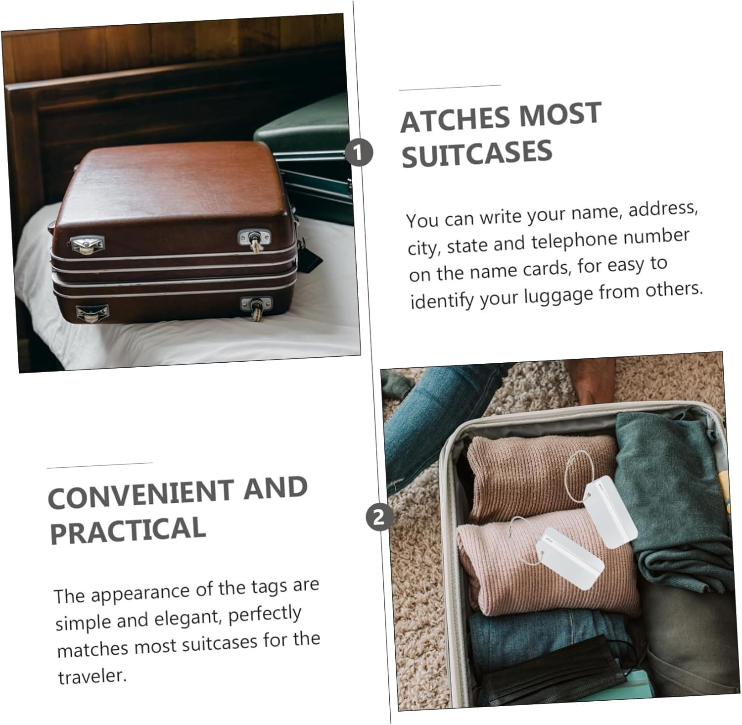 CATIEBYE 6Pcs Suitcase Tag Label Luggage Hanging Tag Luggage Straps for Suitcase image number 5