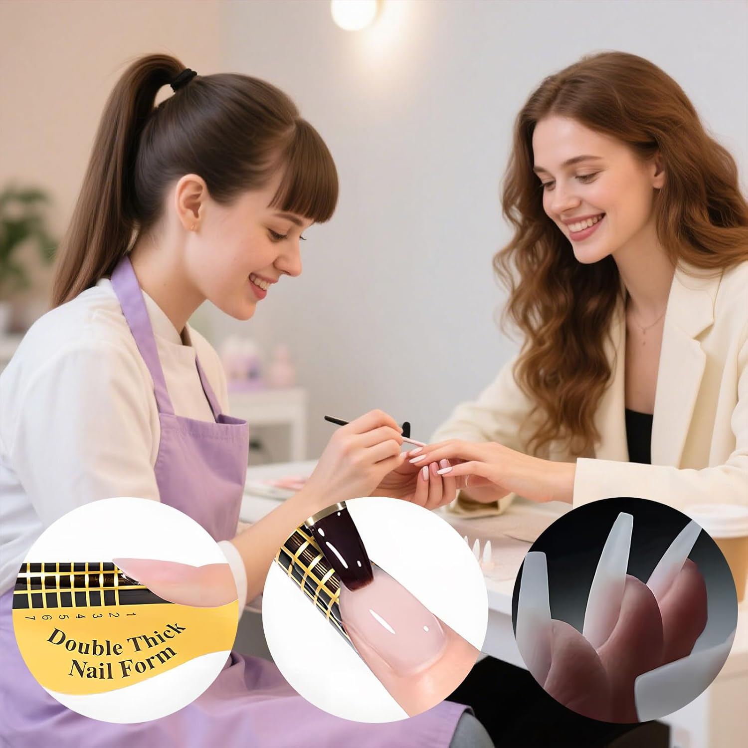 300 Pcs Nail Tips, Long Nail Forms, Gel Nail Stickers, Suitable for Acrylic Nails, UV Gel Nails, Nail Tip Extension Form, Suitable for Home and Salon Use image number 5