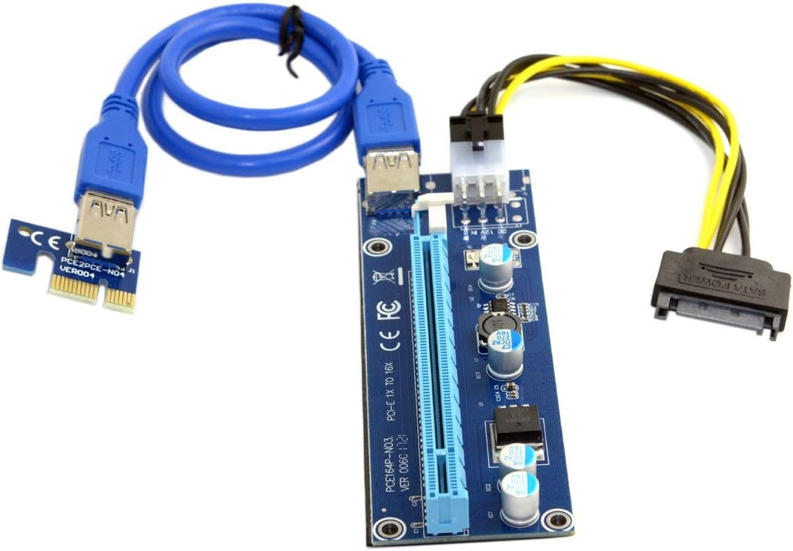 JSER PCI-E 1X to 16X Mining Machine Enhanced Extender Riser Adapter with USB 3.0 & 6Pin Power Cable image number 3