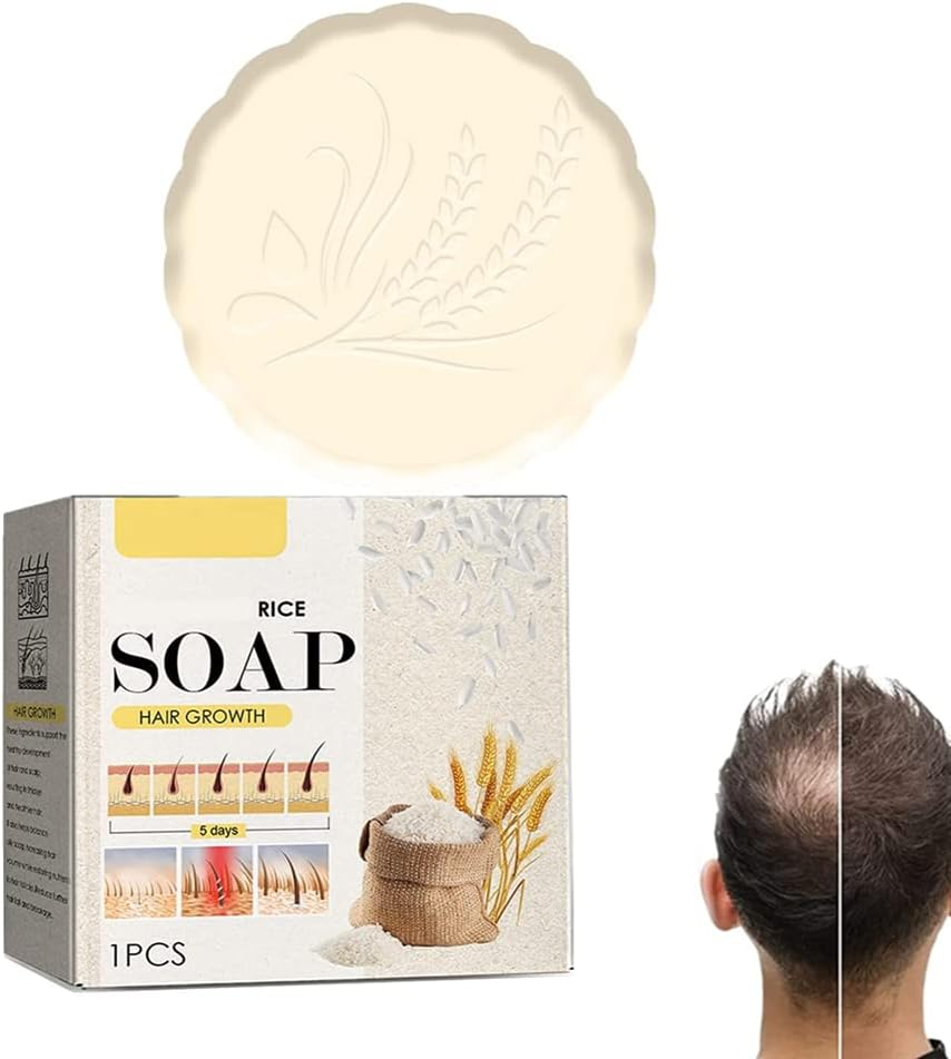 Shampoo Bar,Anti Hair Loss Rice Shampoo Soap,2 in 1 Fermented Rice Water for Hair Growth Solid Shampoo Bar,Nourish Dry Damaged Hair Repair (1Pcs) image number 3