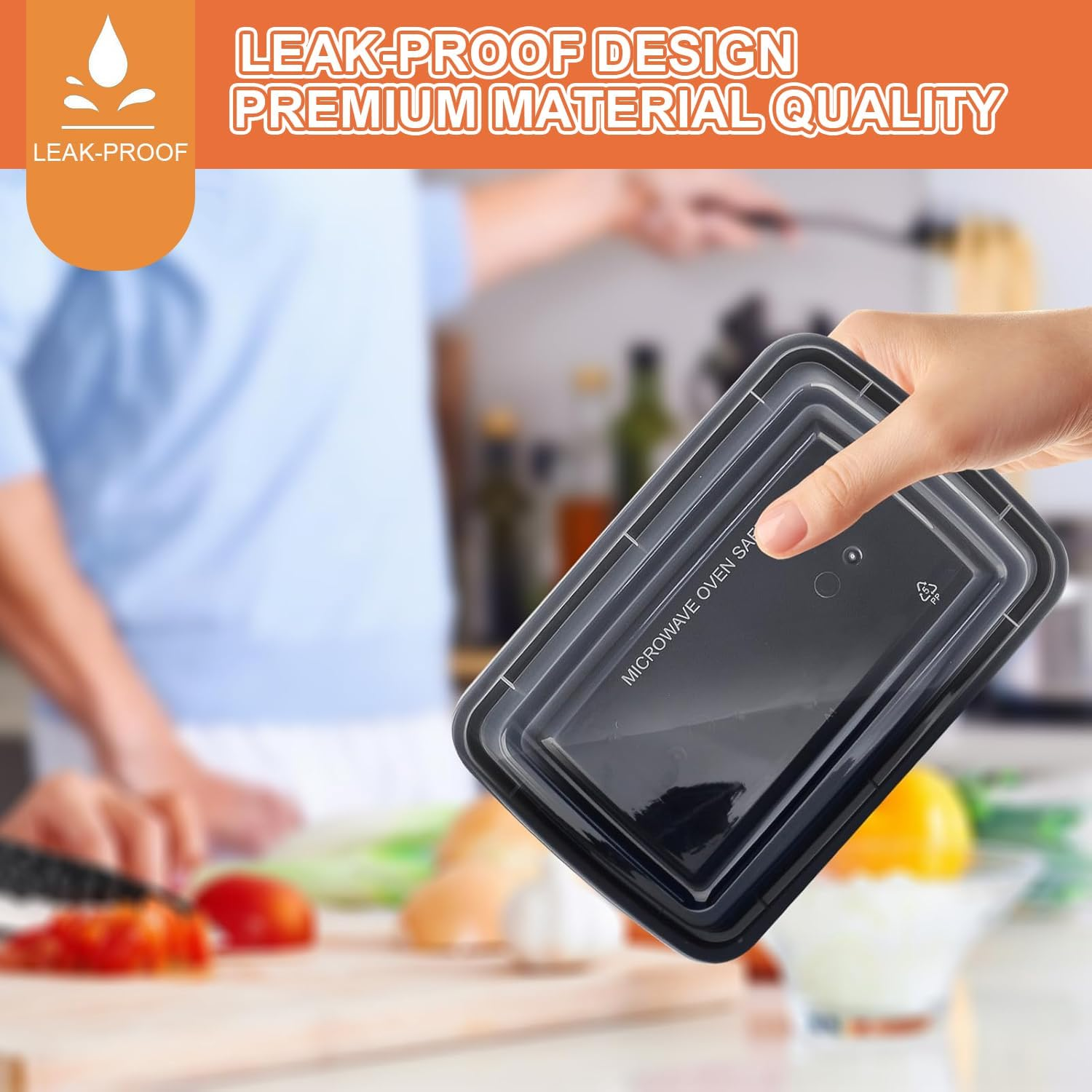 10 Pack Meal Prep Containers, 32 Oz Food Storage Container with Lid, Lunch Box Reusable, Plastic Containers BPA Free Take-Out Box Microwave Dishwasher Freezer Safe image number 4