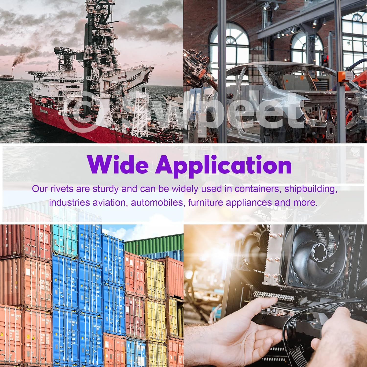 Swpeet 75Pcs 3/16" X 3/8" / 4/5" / 1" All Black Large Flange Aluminum Blind Rivets Kit, Black Pop Rivets Open End Type Pop Rivet for Indoor and Outdoor Use image number 4