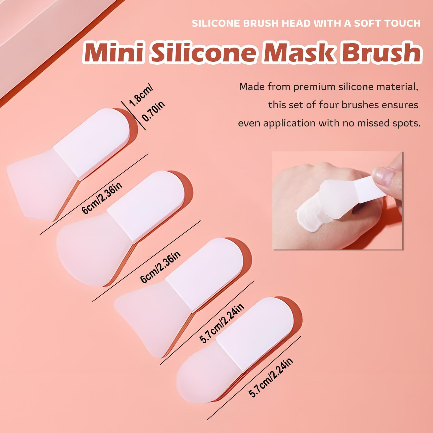 TORMEN Face Mask Applicator Brushes Set &ndash; 4Pcs Silicone Cosmetic Spatulas for Women Skincare Tools image number 2