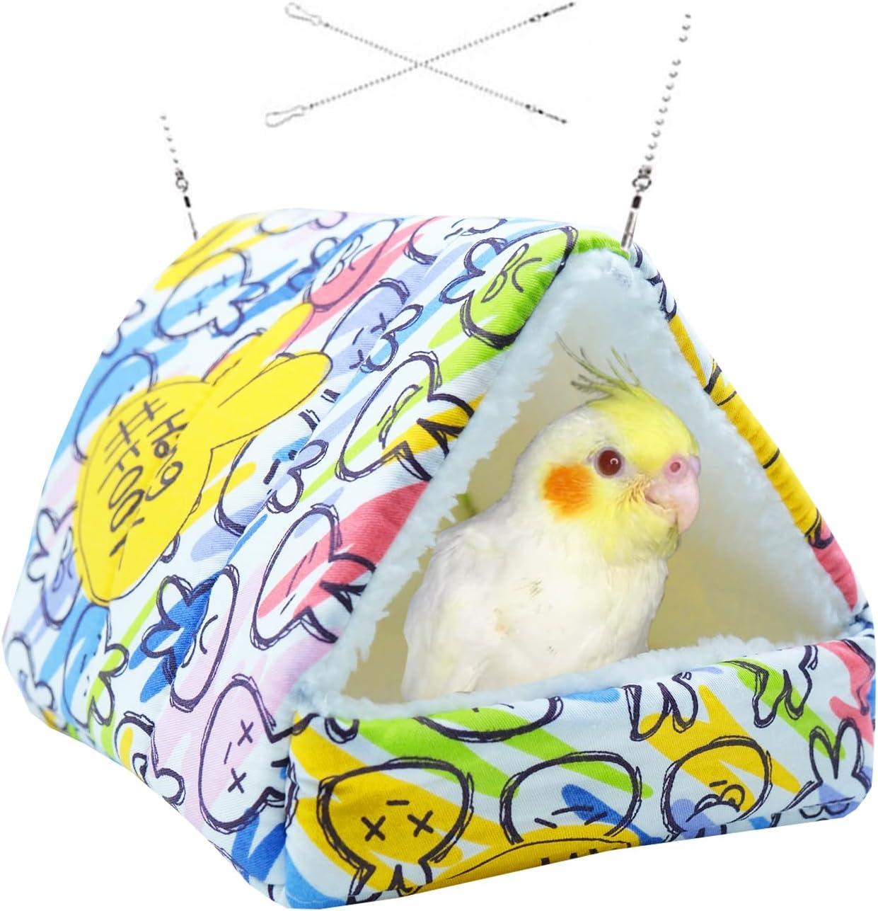 Plush Warm Bird Nest for Birds Cage Accessories,Skin Friendly Samll Animal House Hanging Hammock for Parrot Toy,Snuggle Bed House for Conures,Parakeet,African Grey,Budgies(Color Rabbit, S/Size)