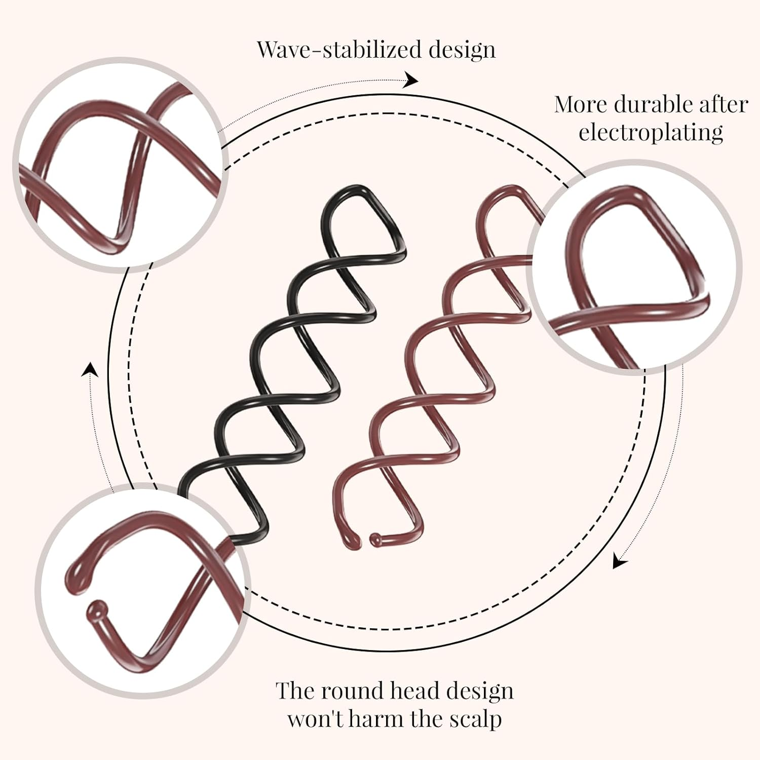 Auroriel French Spiral Hair Pins, 40 Pieces Spiral Hair Pins as Hair Clips for DIY Hair Styling, Hair Accessories, Suitable for Fine, Thick and Long Hair (Black & Brown)