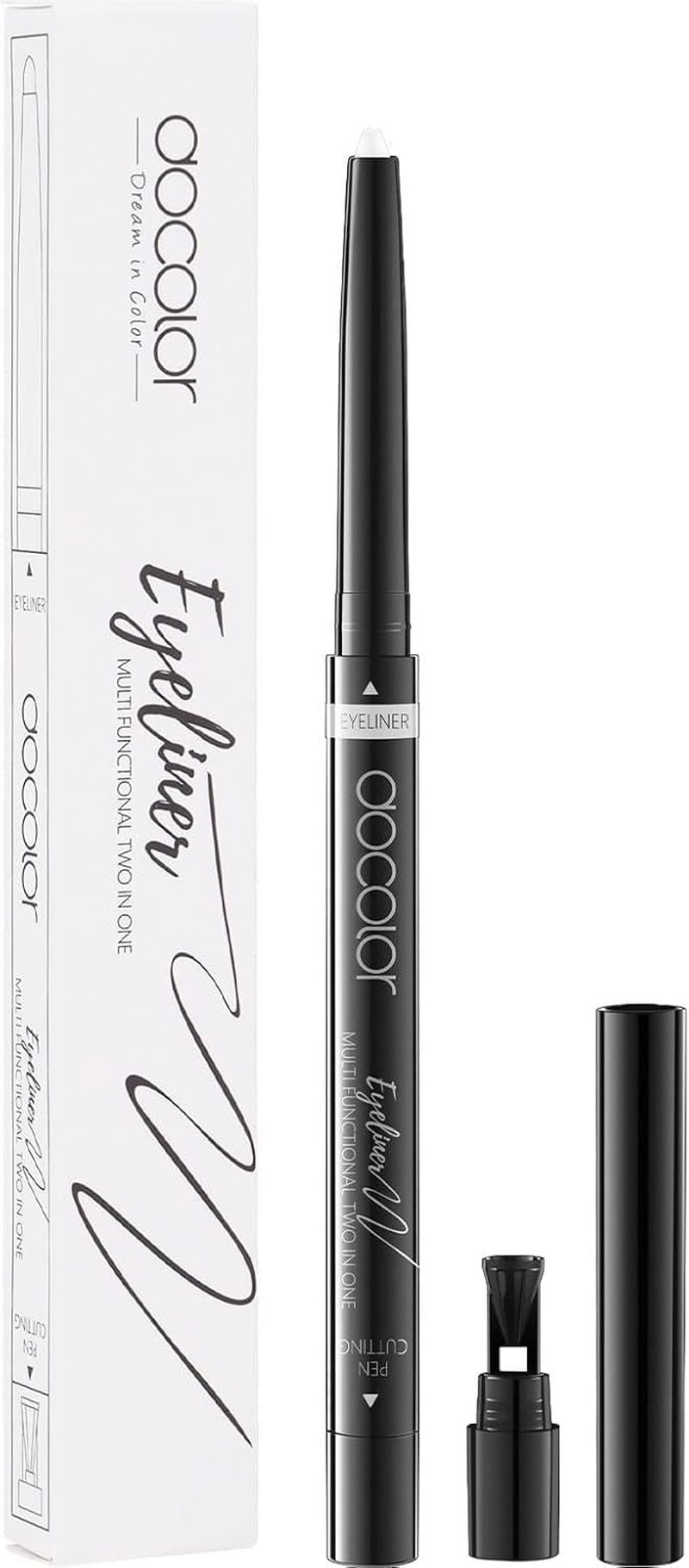 Docolor Eyeliner Gel Eye Liner Pen Ultra-Pigmented Waterproof Smudge-Proof Gel Eyeliner Pencil, White
