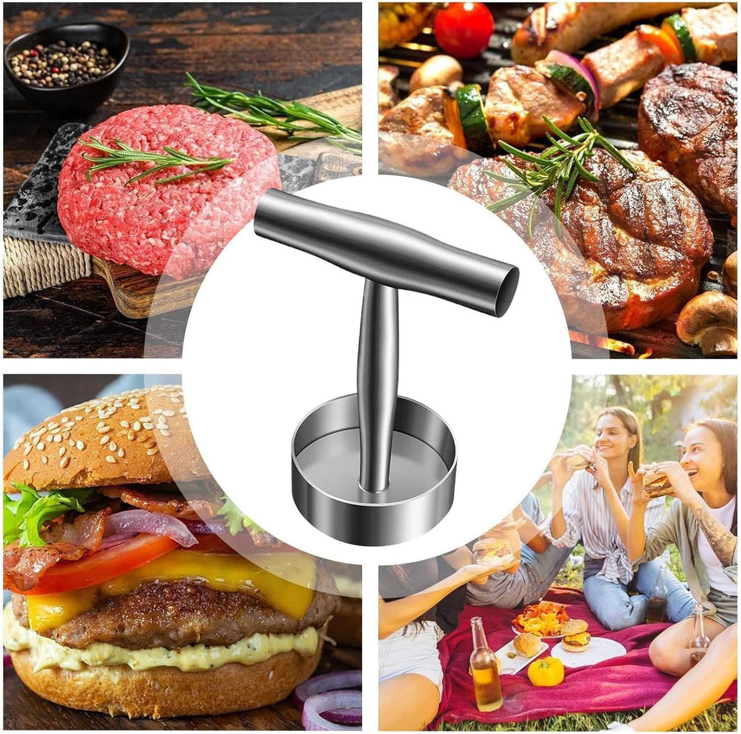 Moreeulsi Hamburger Mold - Smasher Hamburger Press for Smash Burgers,Nonstick Stainless Steel Tool Accessories, Kitchen Gadgets for Steak, Bacon, Sausage, Sandwich image number 1