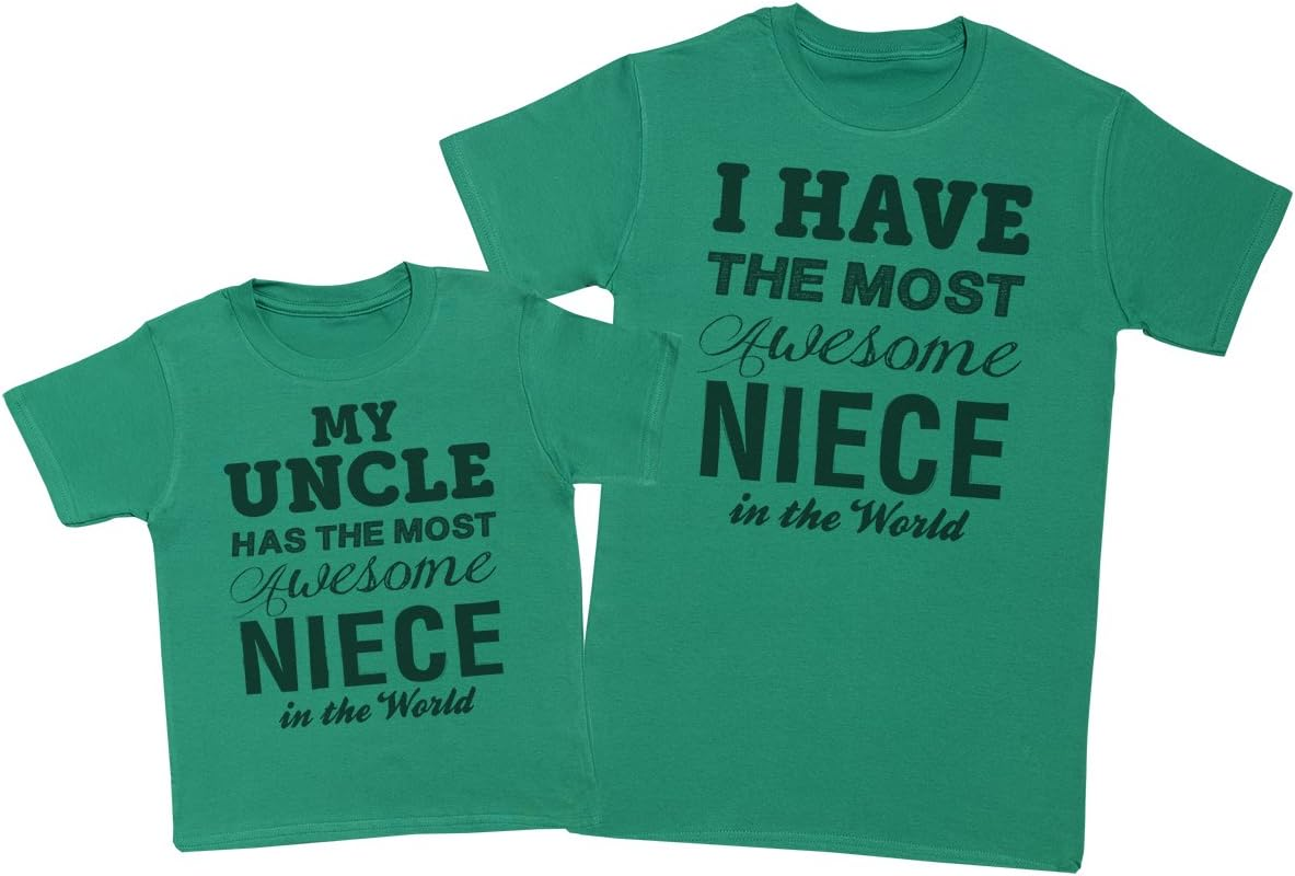 Zarlivia Clothing Awesome Niece - Matching Uncle Niece Gift Set - Mens T Shirt & Kid'S T Shirt - Green - Xx-Large & 11-12 Years