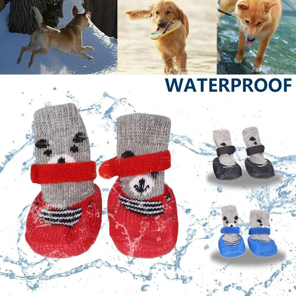 SMARTHING Dog Cat Boots Shoes Socks with Adjustable Waterproof Breathable and Anti-Slip Sole All Weather Protect Paws(Only for Tiny Dog) (L, Blue) image number 6