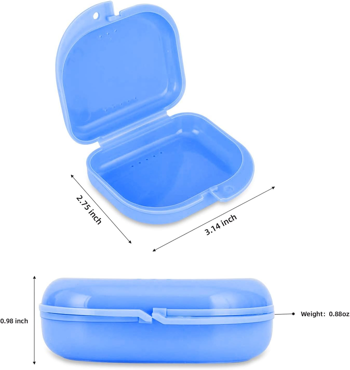 Annhua Retainer Case with Vent Holes - Mouthguard Container for Travel, Slim Dental Storage Box for Aligners, Night Guard - Easy to Open, Blue