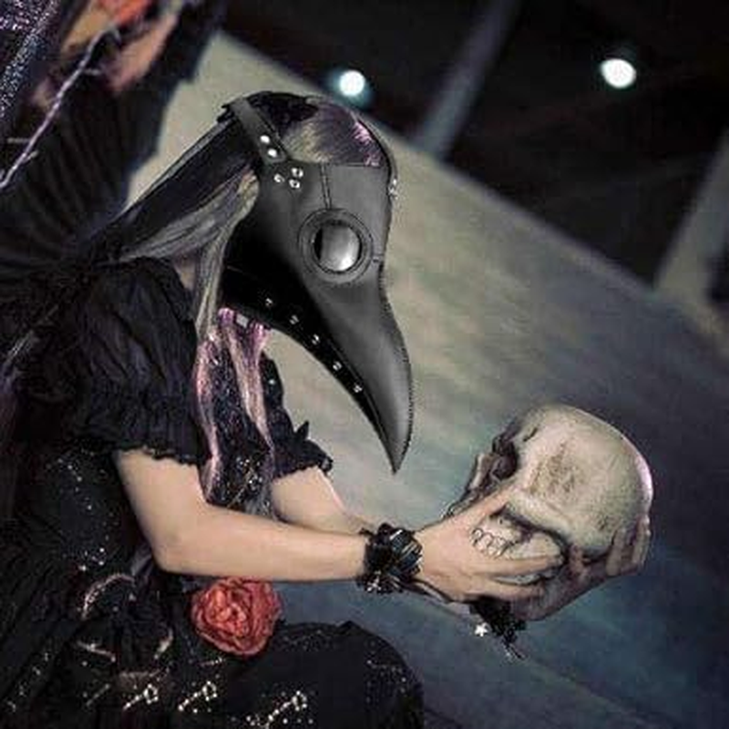 Bird Beak Mask - Latex Long Nose Cosplay Steampunk Scary Mask for Halloween Costume (Black, Pack of 1) image number 3