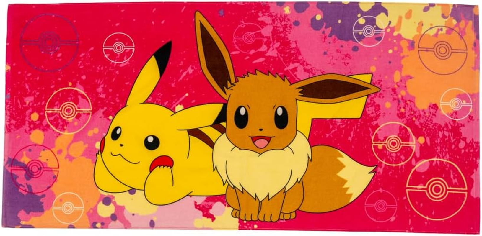 Franco Pokemon Girl Anime Kids Super Soft Cotton Bath/Pool/Beach Towel, 58 in X 28 In, (Officially Licensed Product)